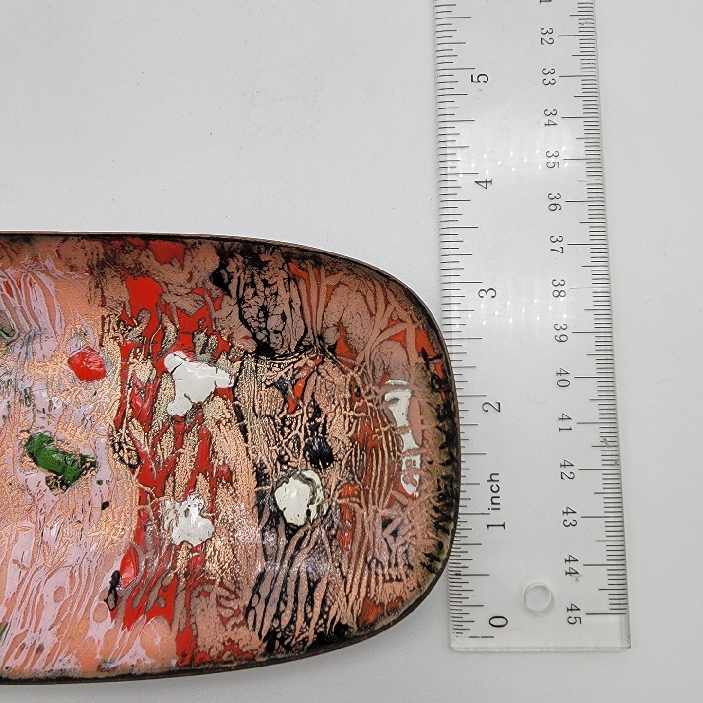 Signed Abstract Enamel On Copper Dish By H. Melvert