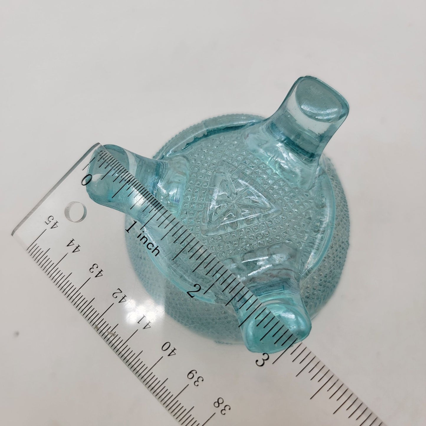 Antique Northwood Ice Blue Iridescent Glass Rose Bowl Fine Cut & Roses Pattern