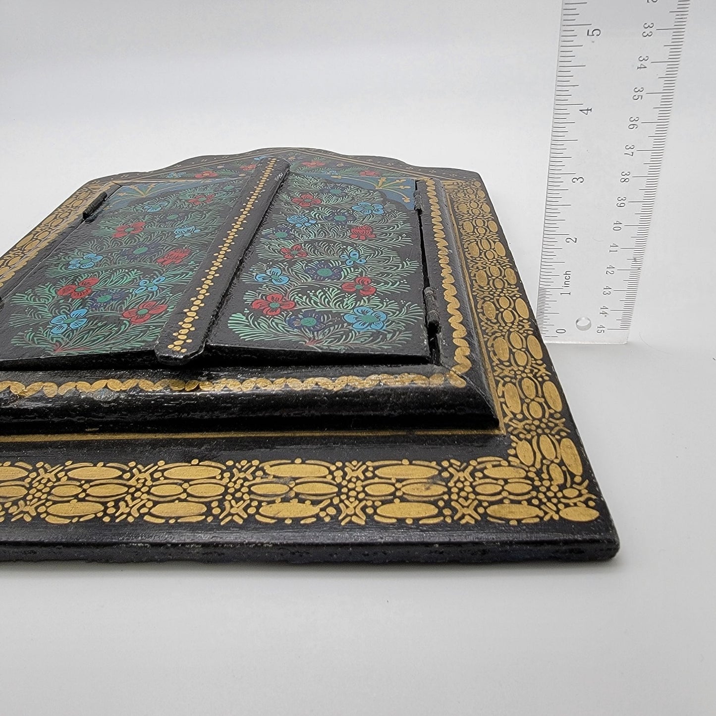 Vintage Hand-Painted Moroccan Wooden Mirror