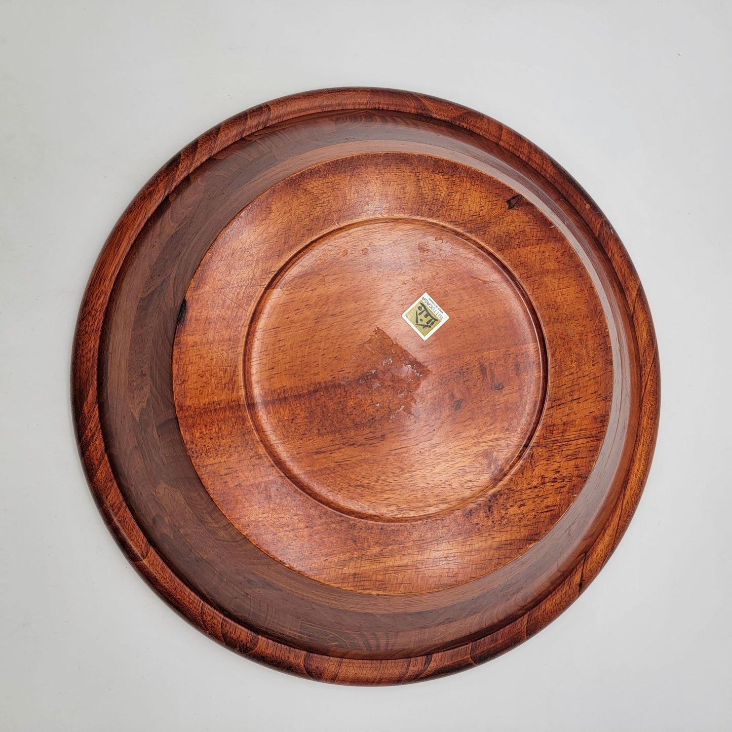 Vintage Taiwanese Marquetry Wood Salad Serving Bowl