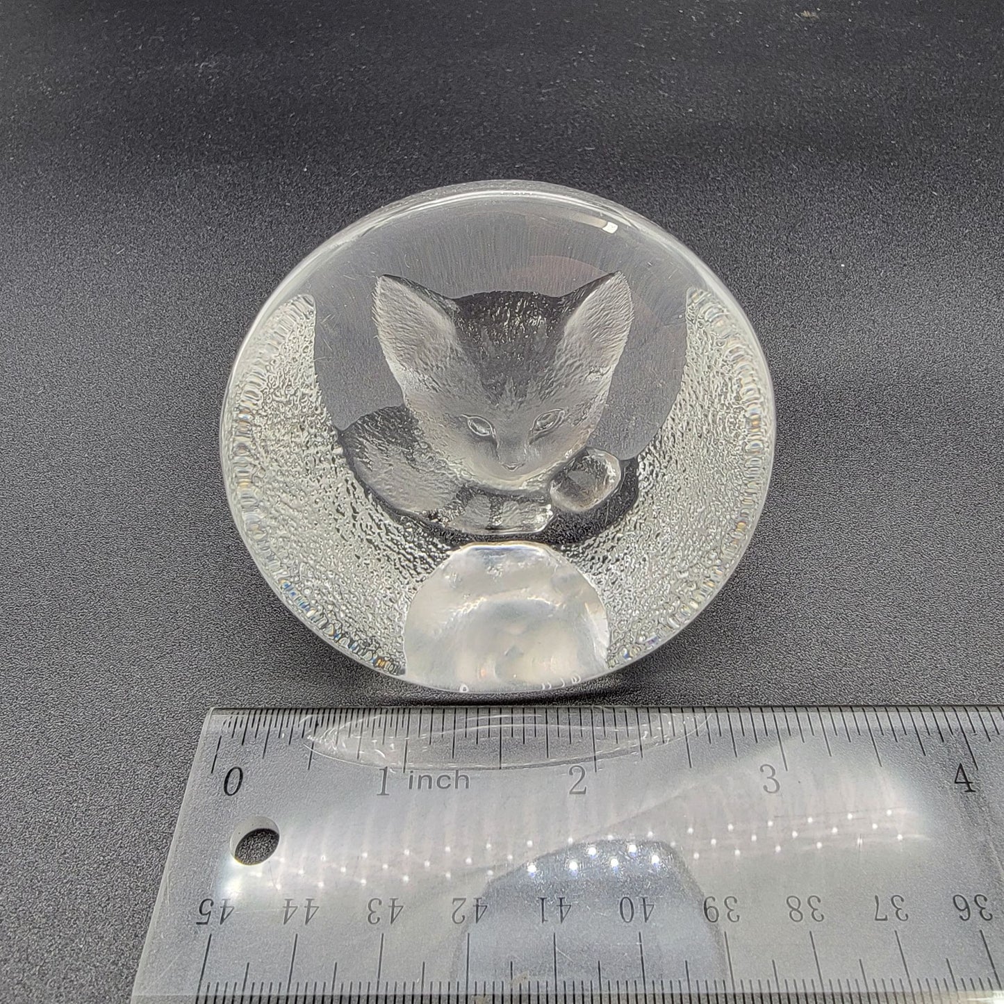 Mats Jonasson Crystal Tabby Kitten Cat Paperweight Signed