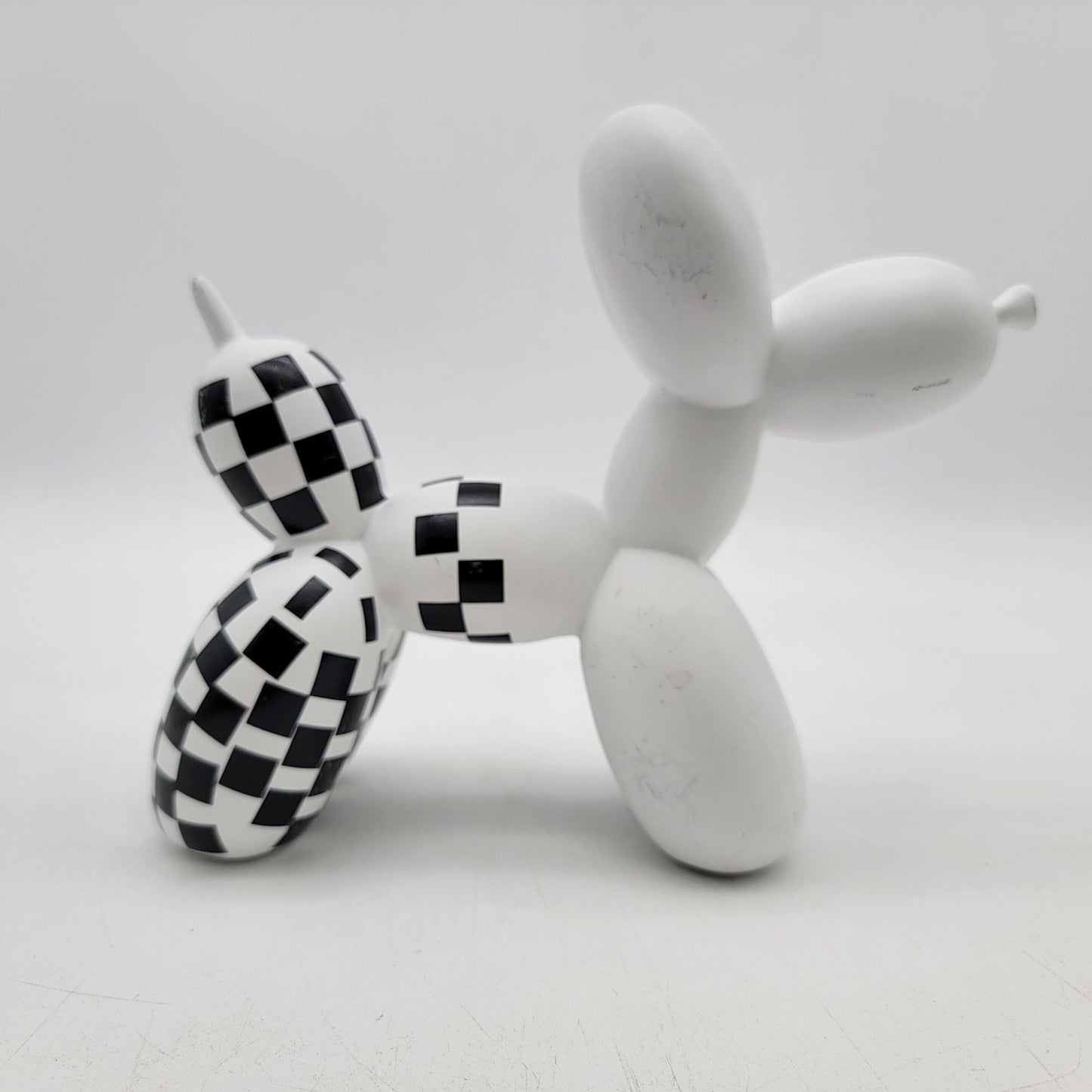Black & White Checkered Balloon Dog Figurine