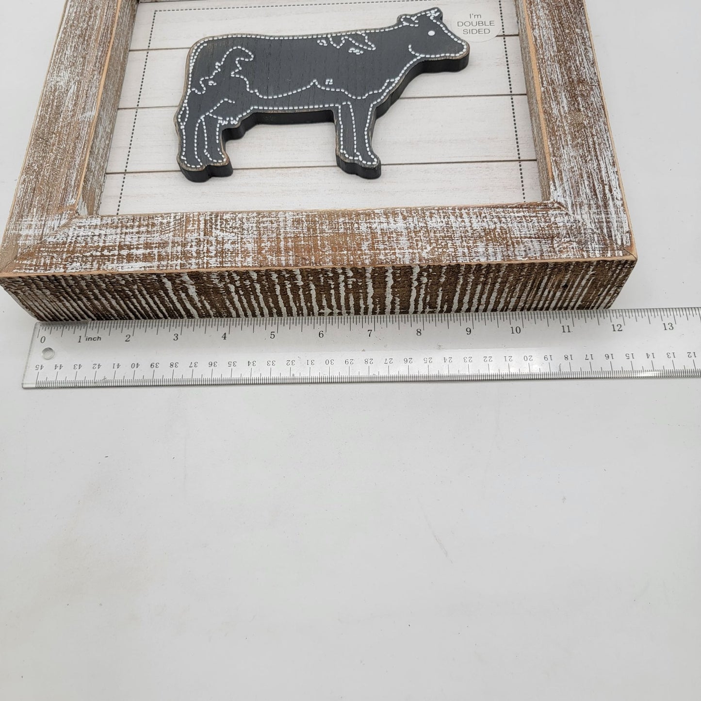 Double Sided Rustic Farmhouse Wall Art With Cow & Dairy Design