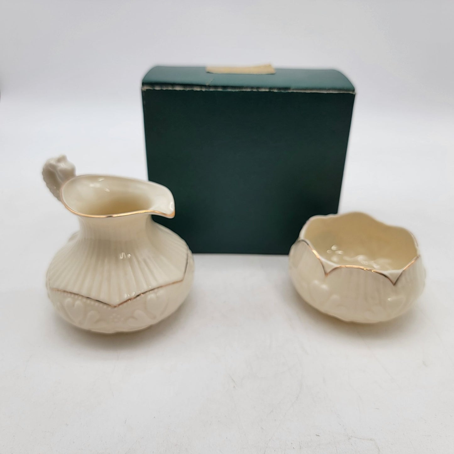 Belleek Collectors Society Institute Seahorse Creamer and Sugar Bowl Ireland