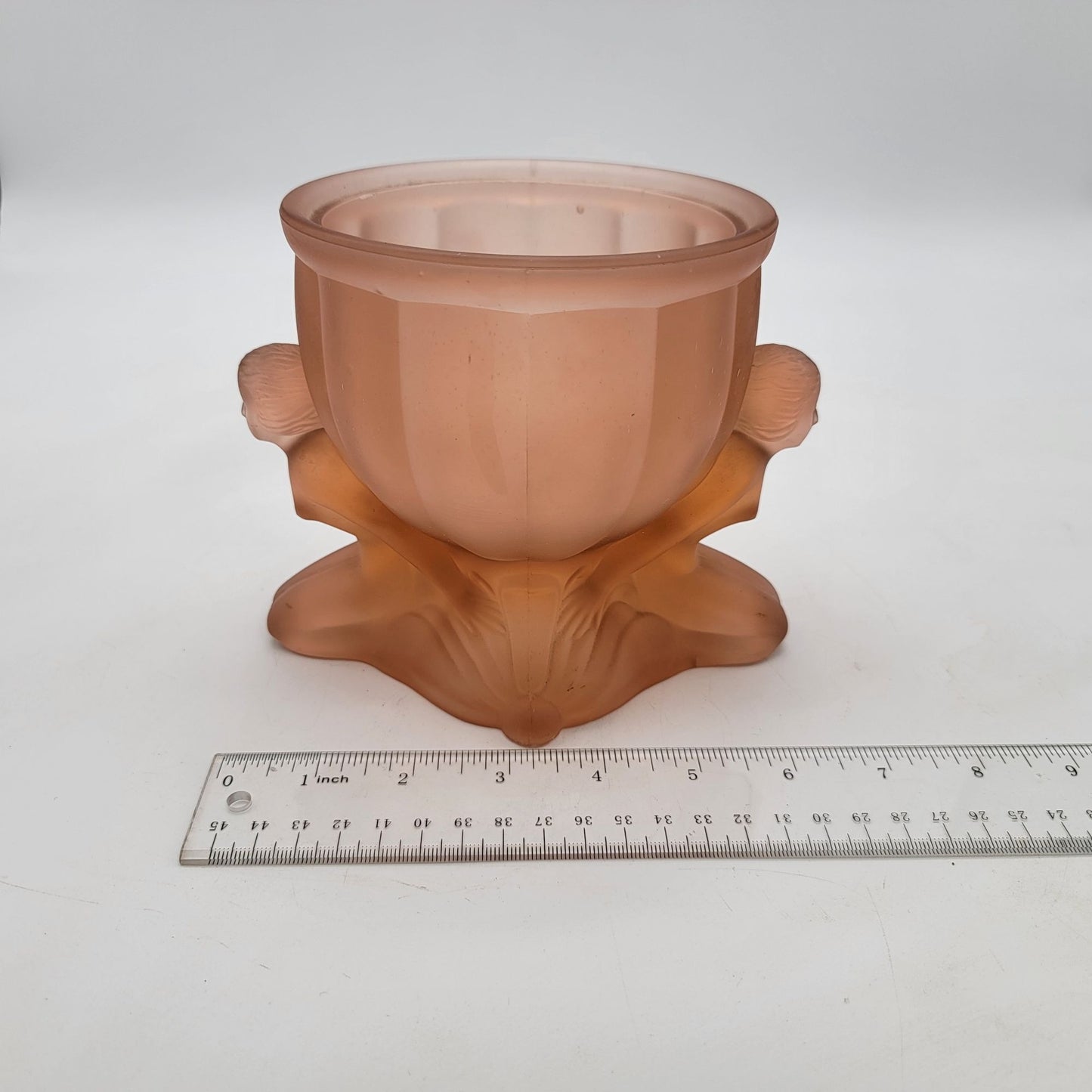 Vintage Dermay Pink Frosted Glass Art Deco Dolly Sisters