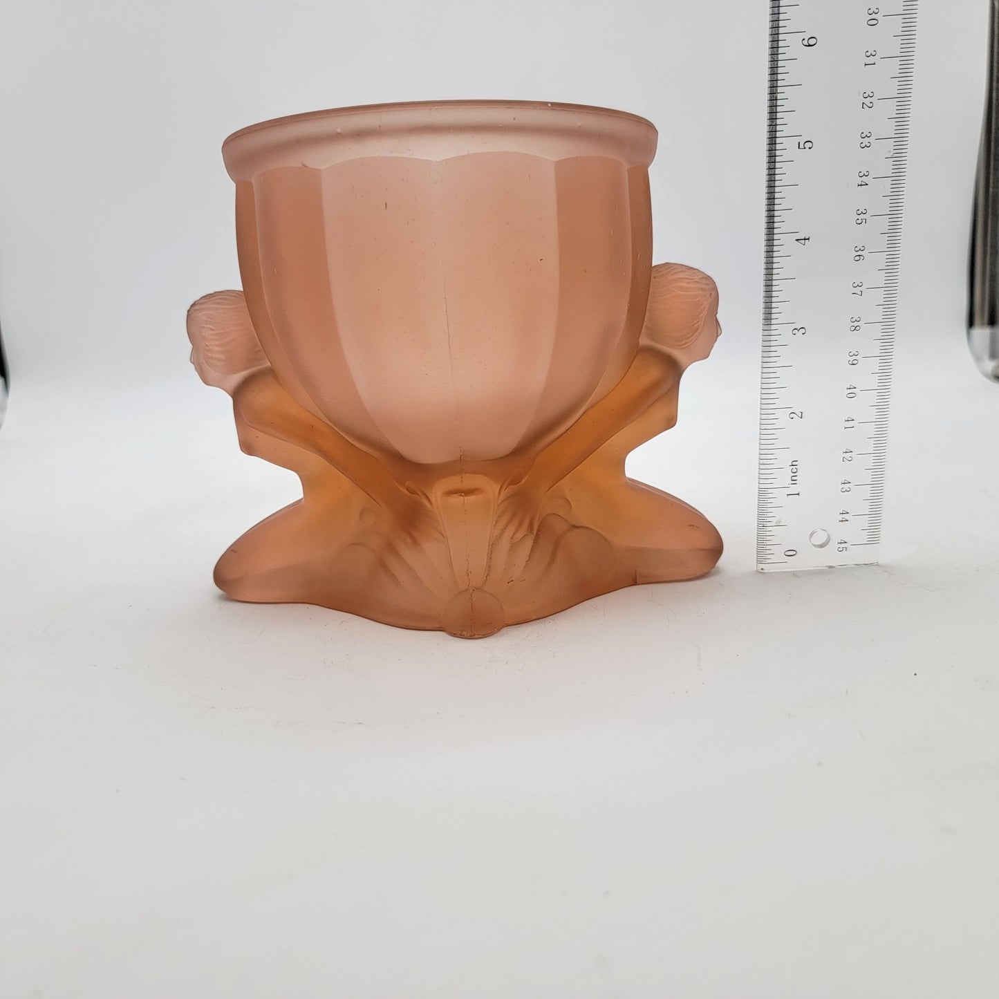 Vintage Dermay Pink Frosted Glass Art Deco Dolly Sisters