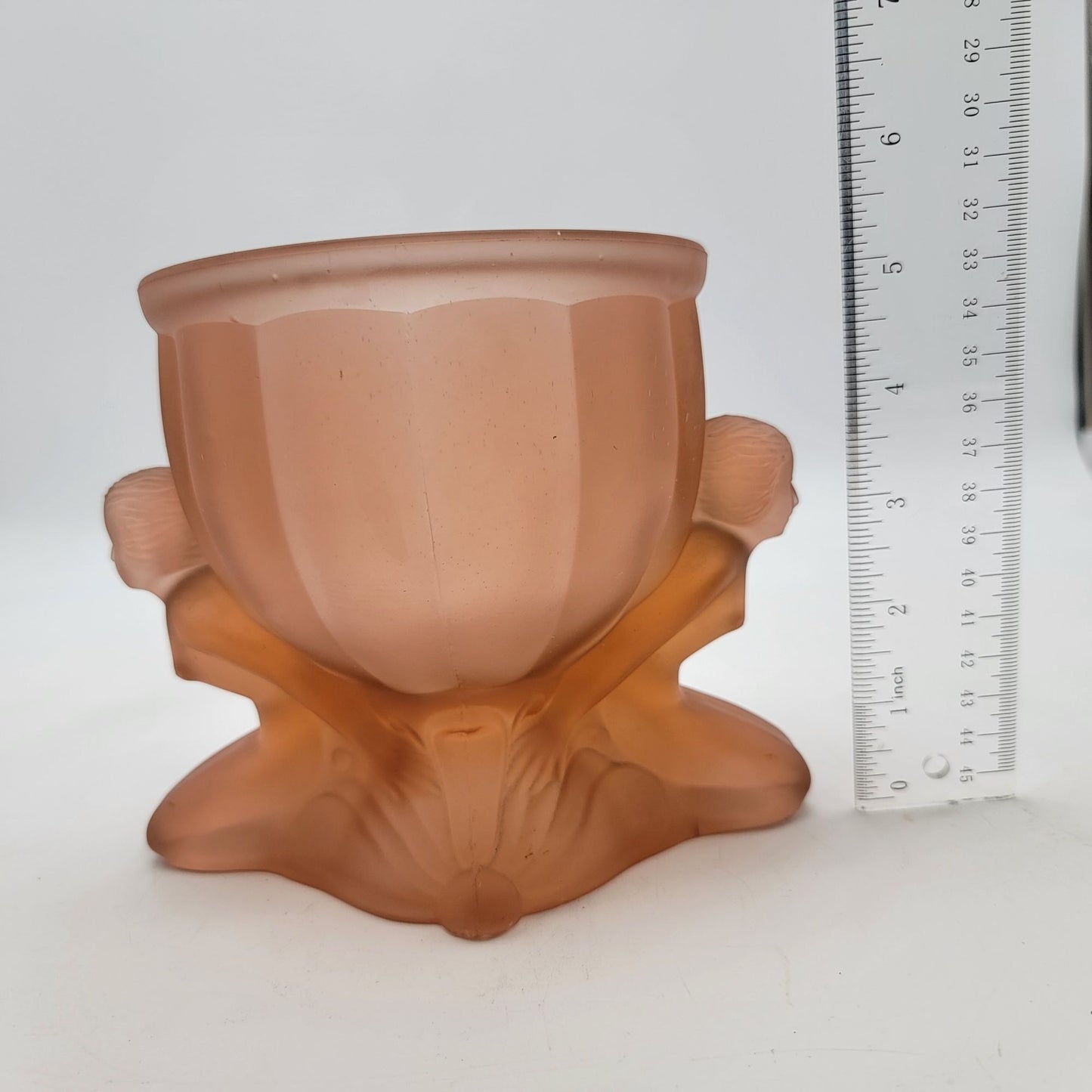 Vintage Dermay Pink Frosted Glass Art Deco Dolly Sisters
