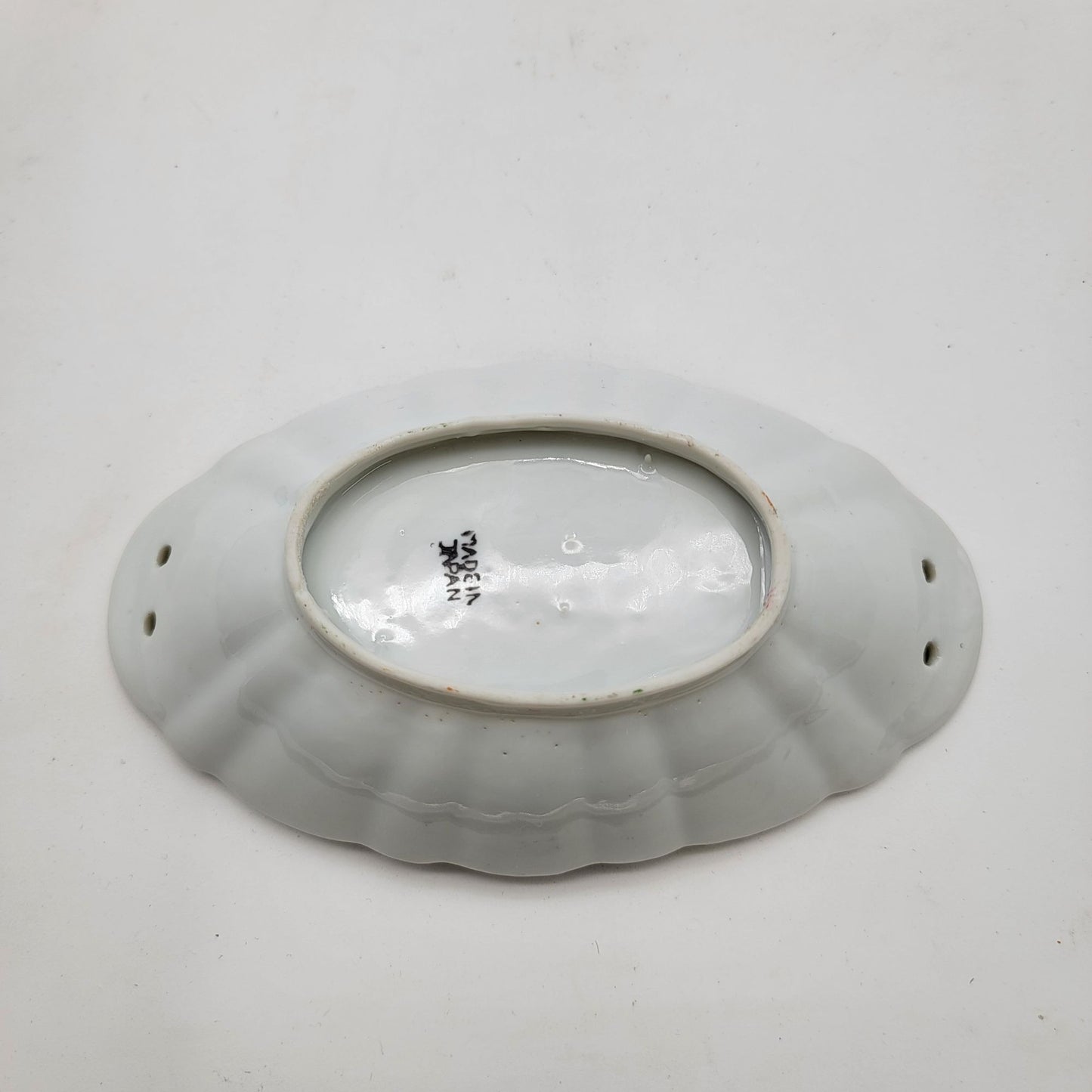 Antique Japanese Hand-Painted Porcelain Dish With Floral & Bird Design