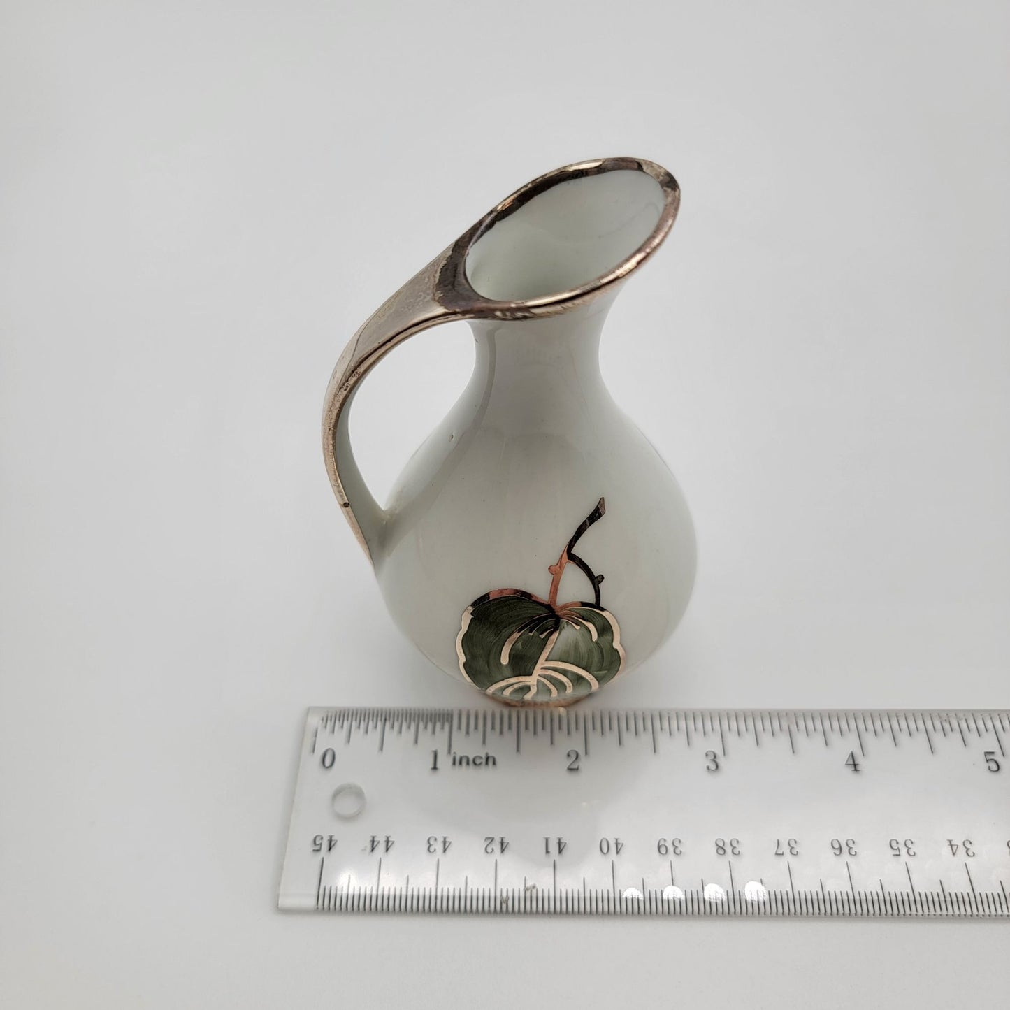 Vintage Veyhl Silberporzellan Silver-Overlay Porcelain Ewer Vase