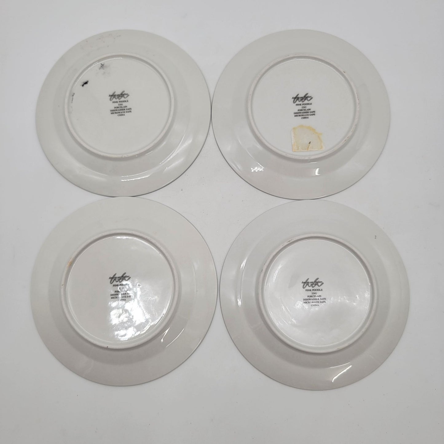 American Atelier Poodle Themed Pink Dessert Plates Set Of 4