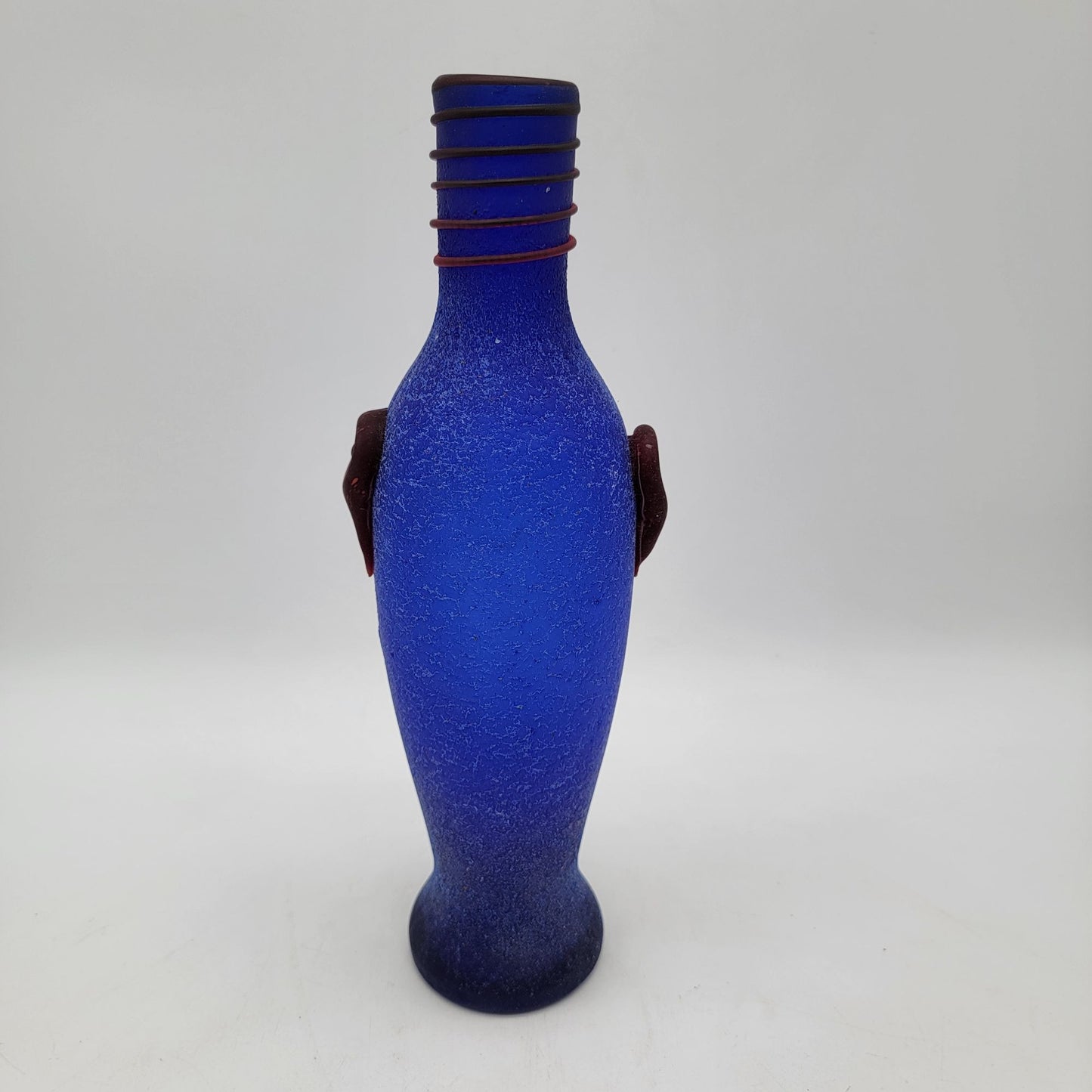 Murano Scavo 1960s Blue Bottle Vase