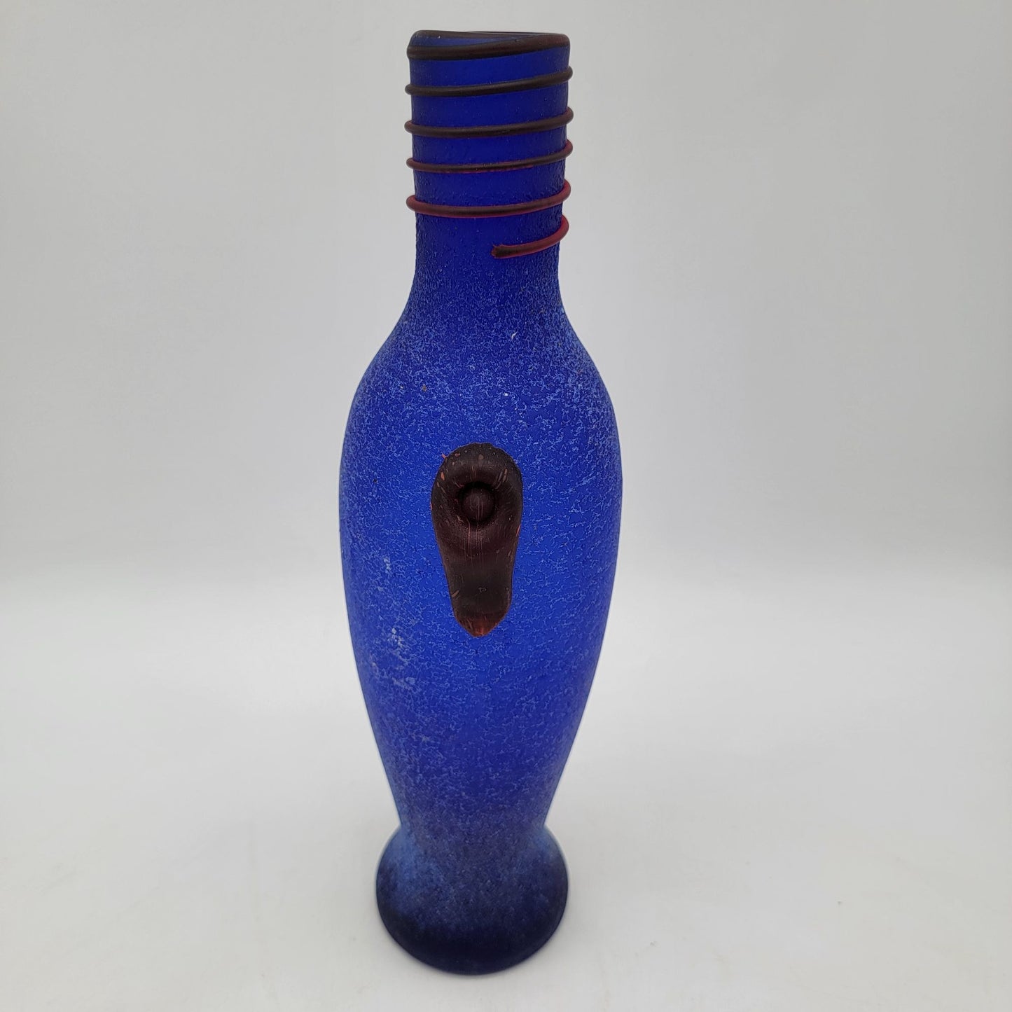 Murano Scavo 1960s Blue Bottle Vase
