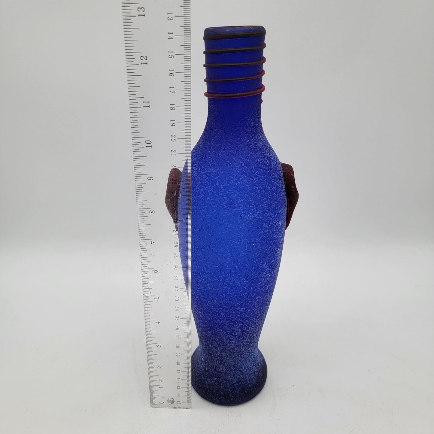 Murano Scavo 1960s Blue Bottle Vase