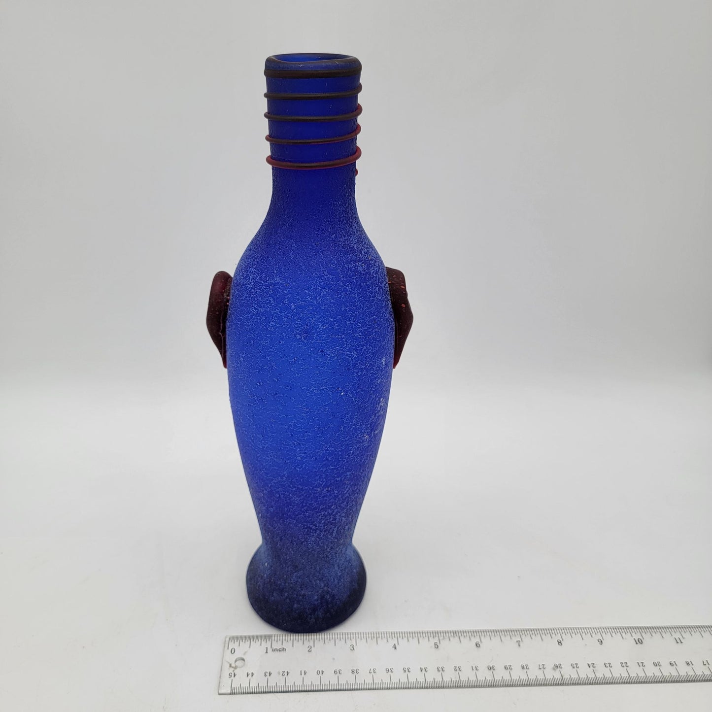 Murano Scavo 1960s Blue Bottle Vase