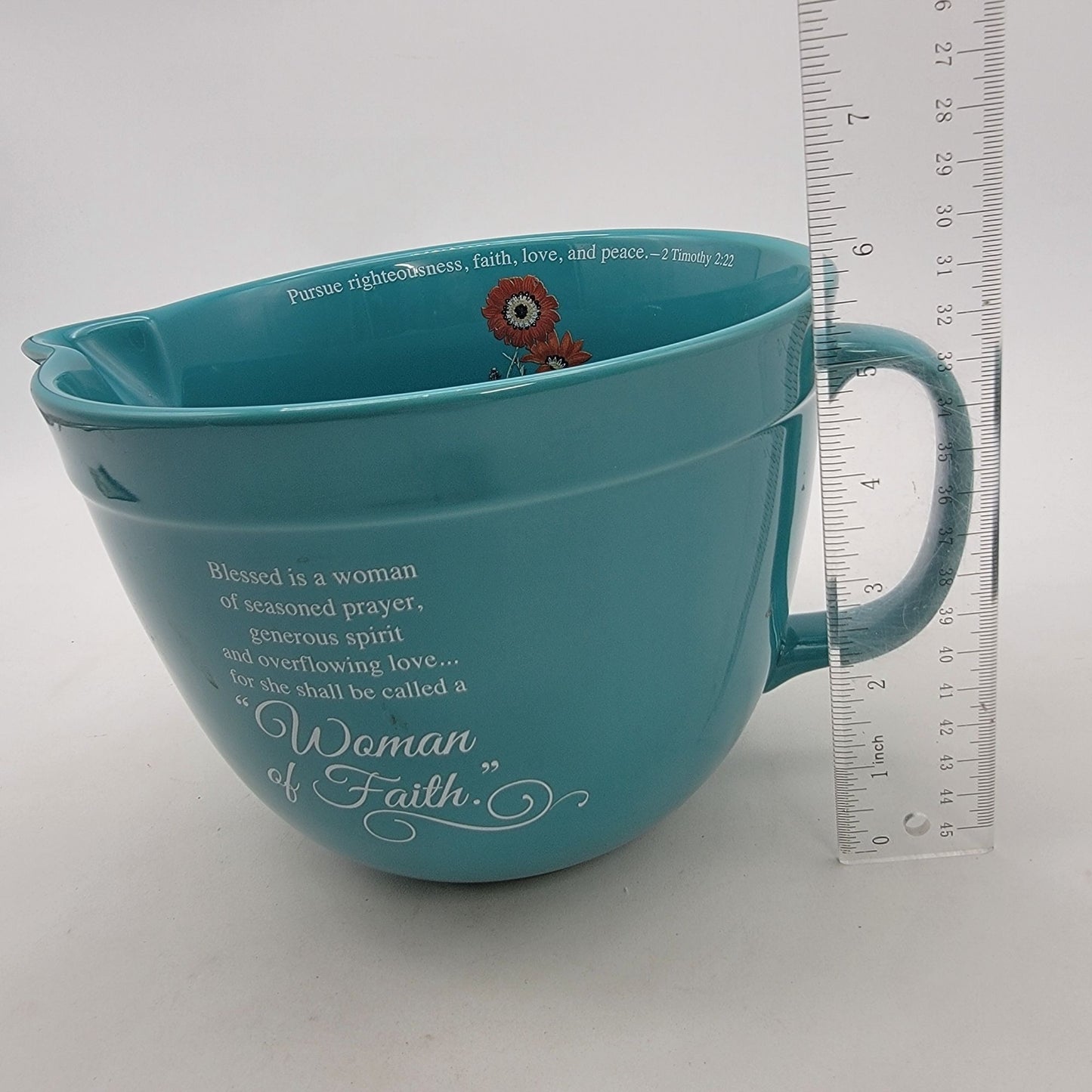 Abbey Gift "Woman Of Faith" Mixing Bowl With Handle & Scripture Verse