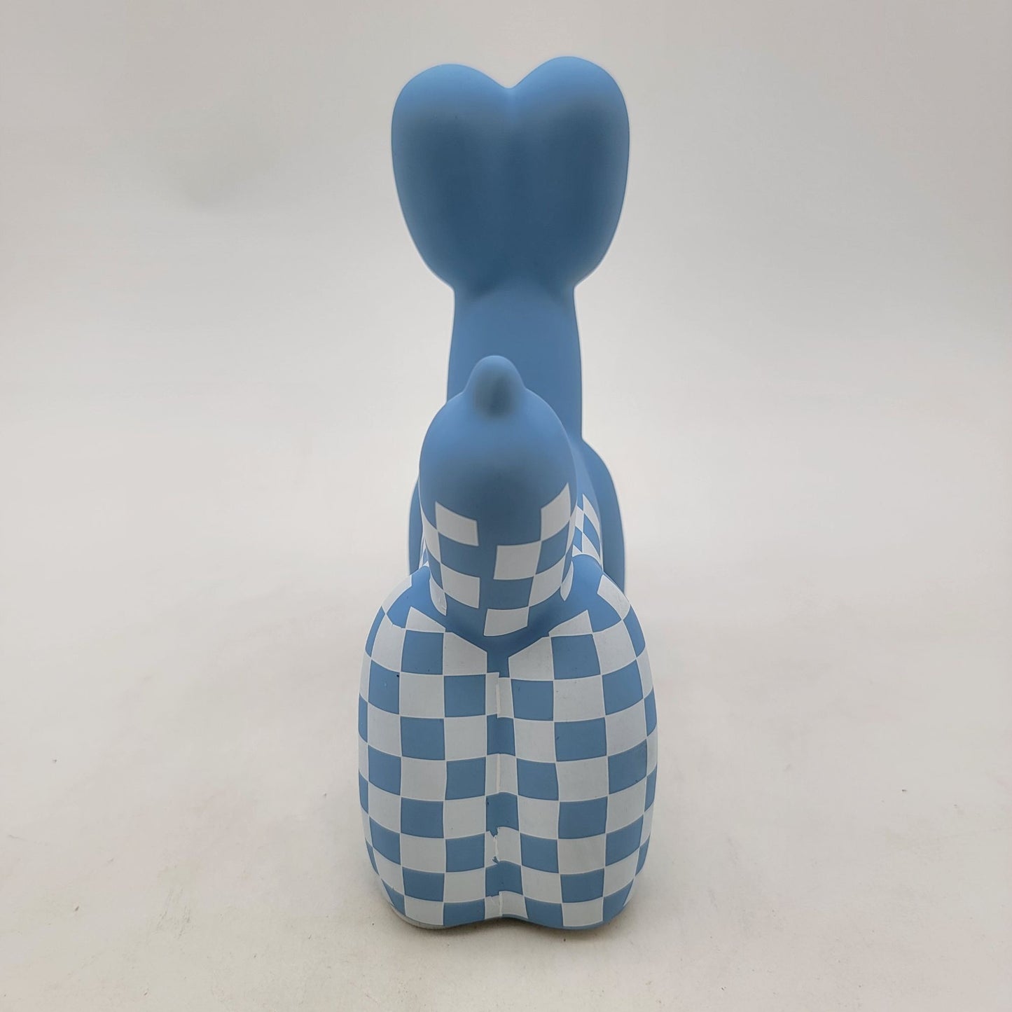 Matte Blue Checkered Balloon Animal Dog Figurine