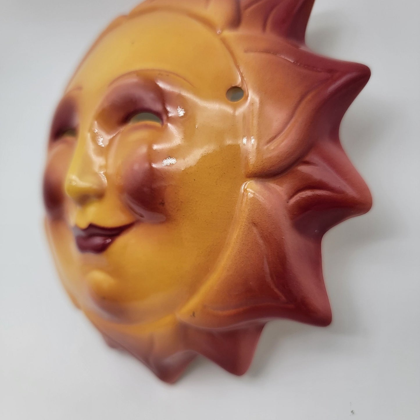 Vintage Handpainted Happy Sun Mask Wall Hanging No String