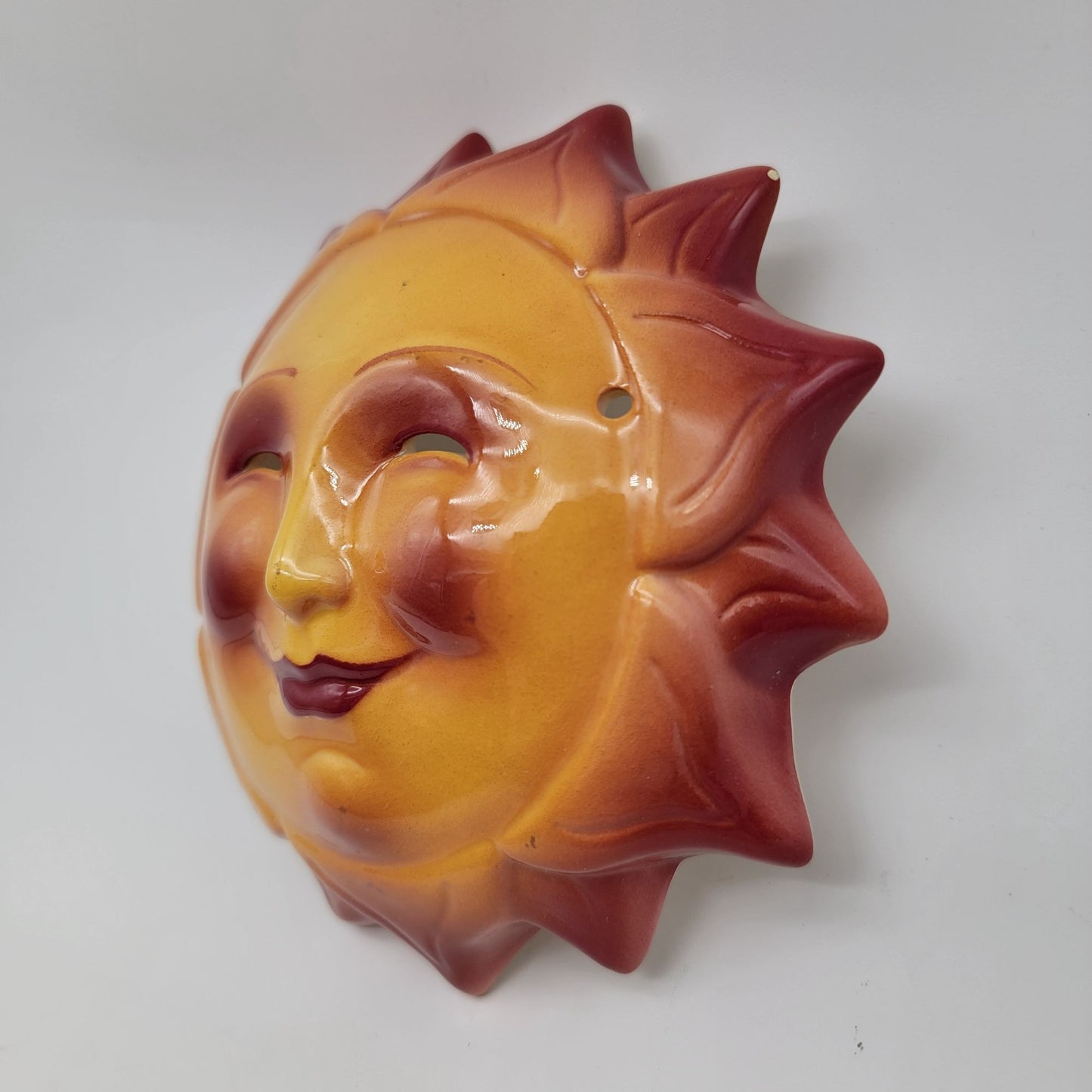 Vintage Handpainted Happy Sun Mask Wall Hanging No String