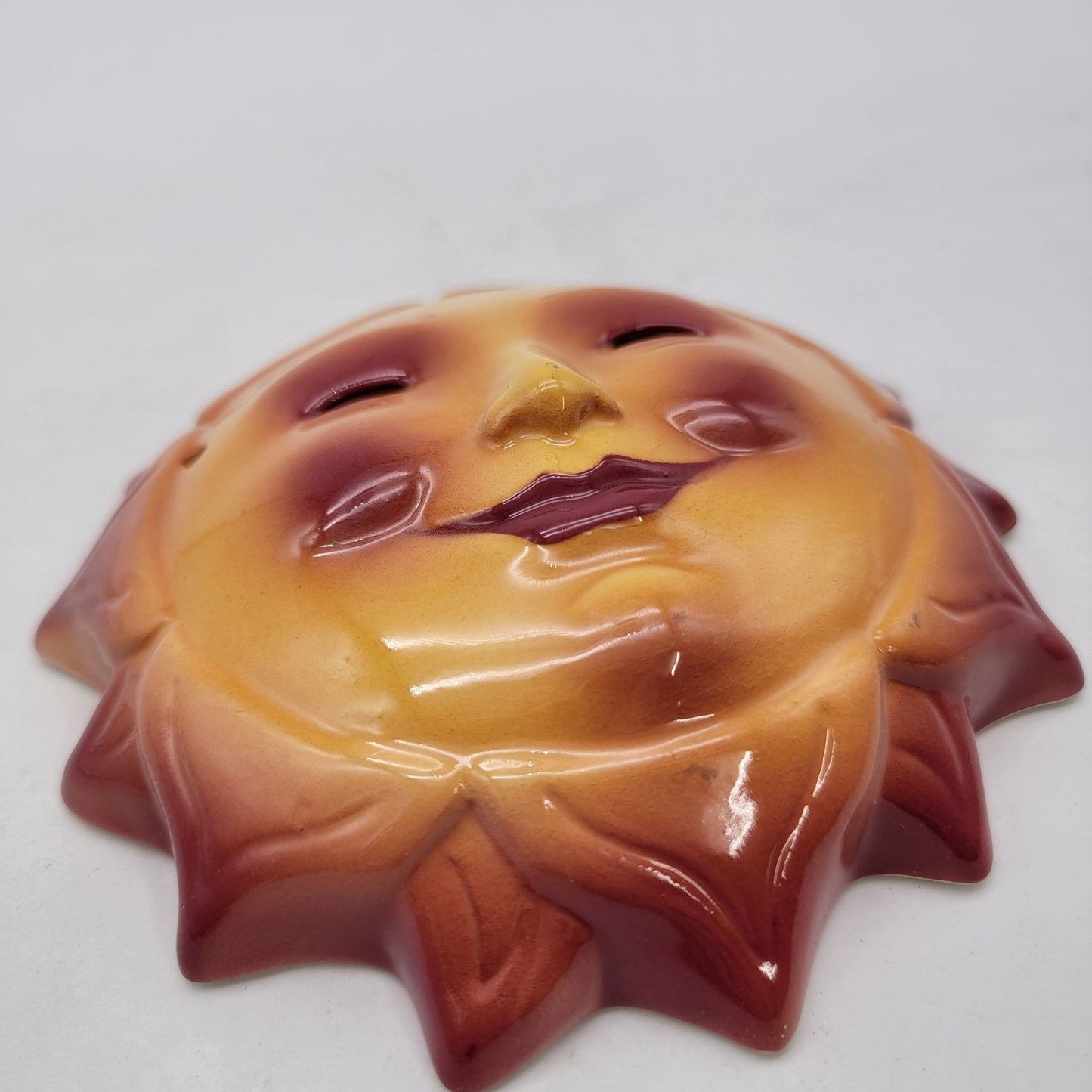 Vintage Handpainted Happy Sun Mask Wall Hanging No String