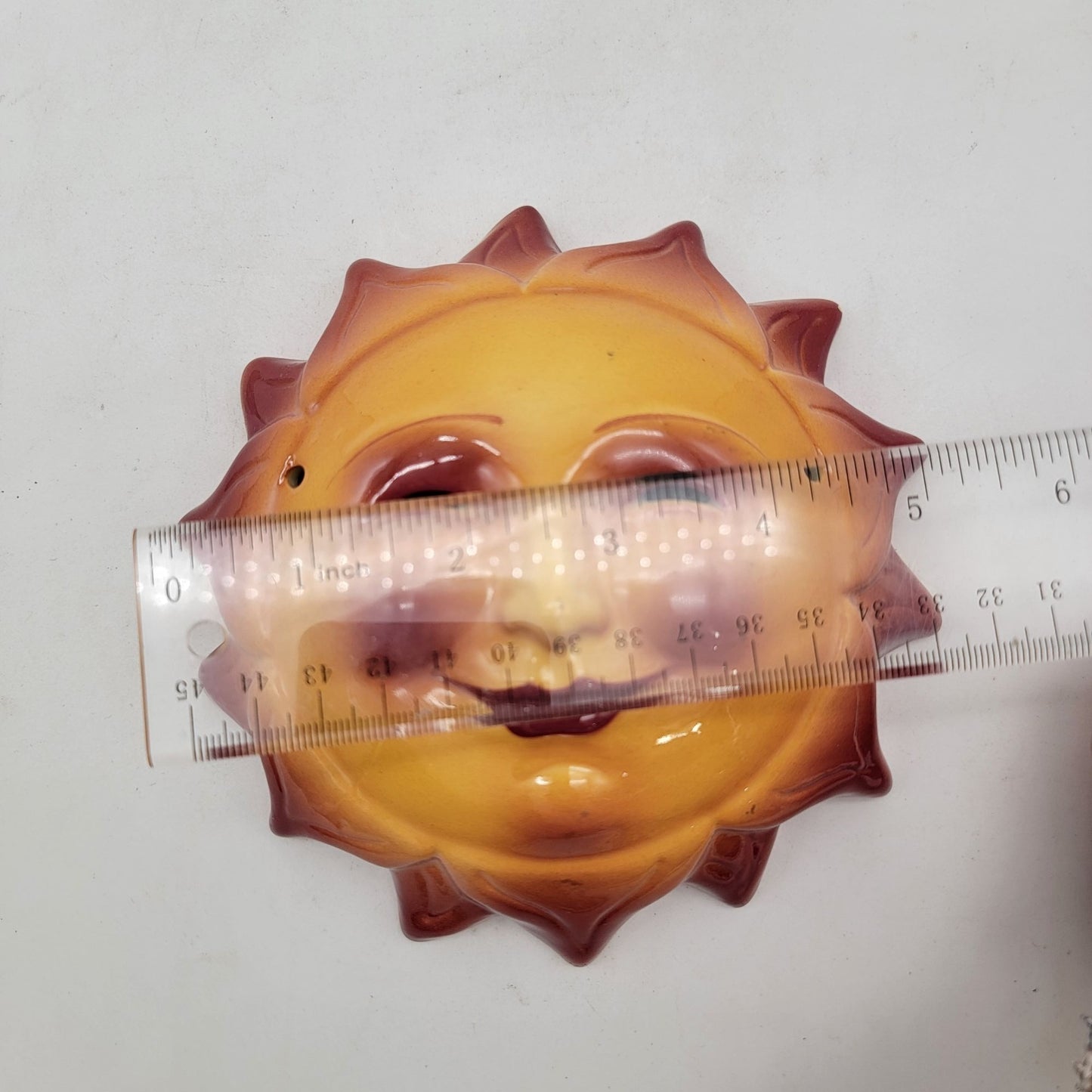 Vintage Handpainted Happy Sun Mask Wall Hanging No String