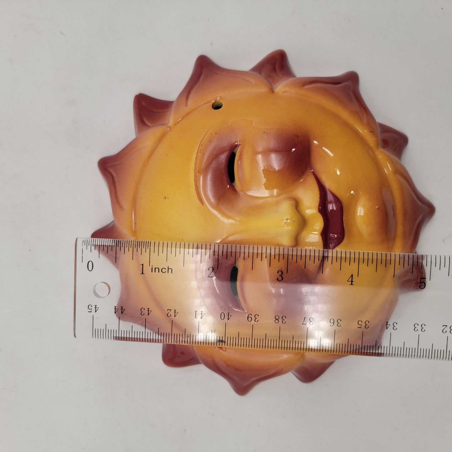 Vintage Handpainted Happy Sun Mask Wall Hanging No String