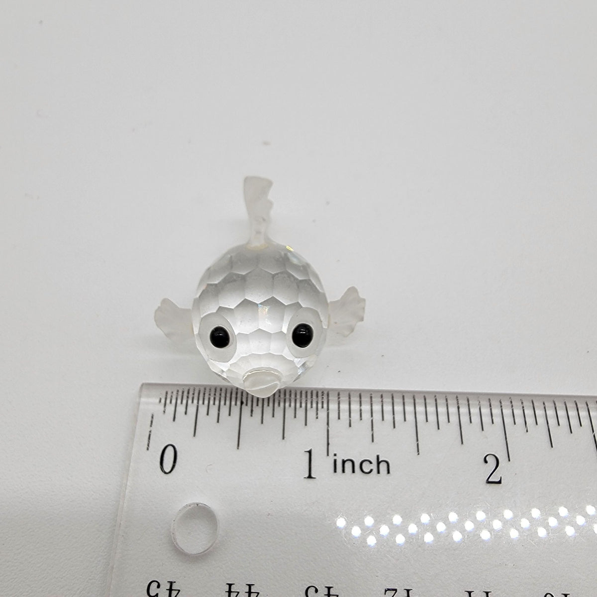 Swarovski Silver Crystal Retired Blow Puffer Fish Figurine With Box