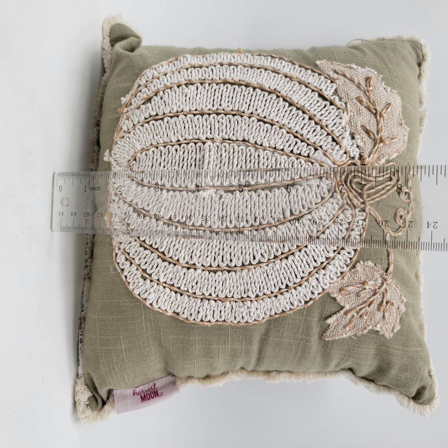 Set Of 2 Harvest Moon Embroidered Cream Pumpkin Decorative Throw Pillows