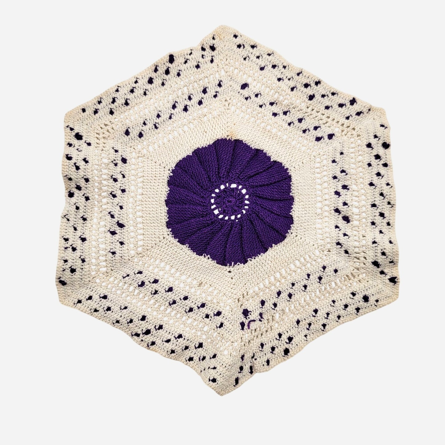Vintage Purple Crochet Hexagon Doily