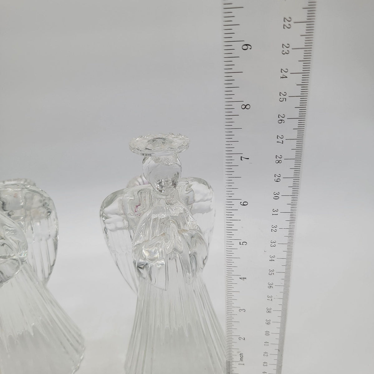 Vintage Crystal Praying Angel Candle Holders Set Of 2