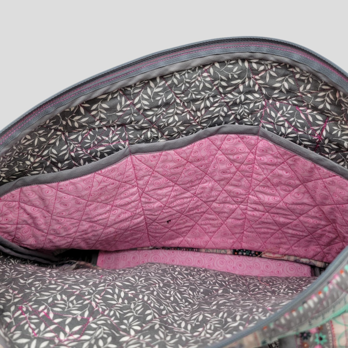 Handmade Quilted Carry-All Sewing Tote Bag With Matching Pouch
