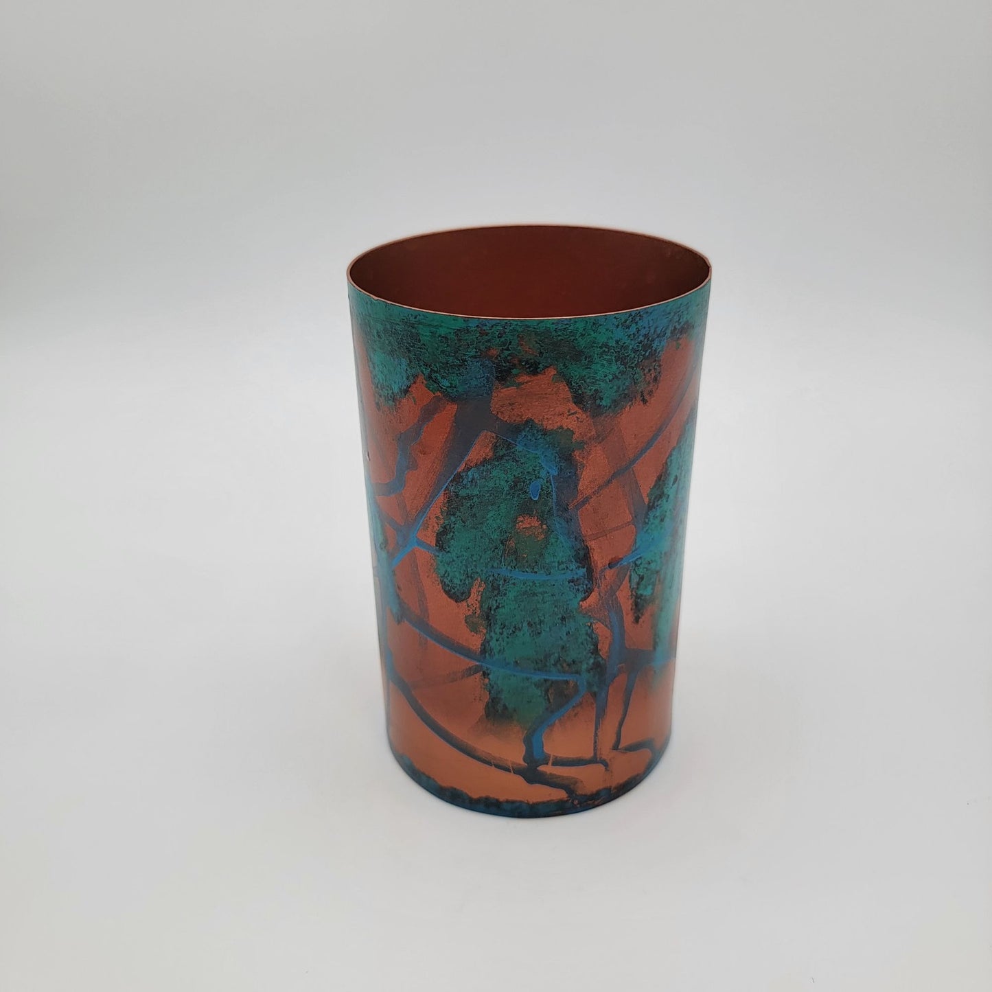 Koyal Patina Metal Cylinder Vase 6" Inches Tall