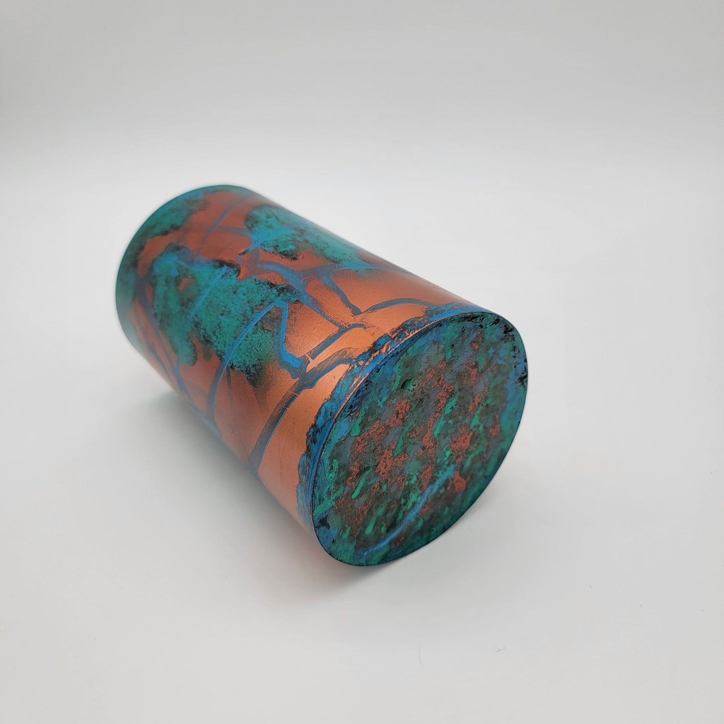 Koyal Patina Metal Cylinder Vase 6" Inches Tall