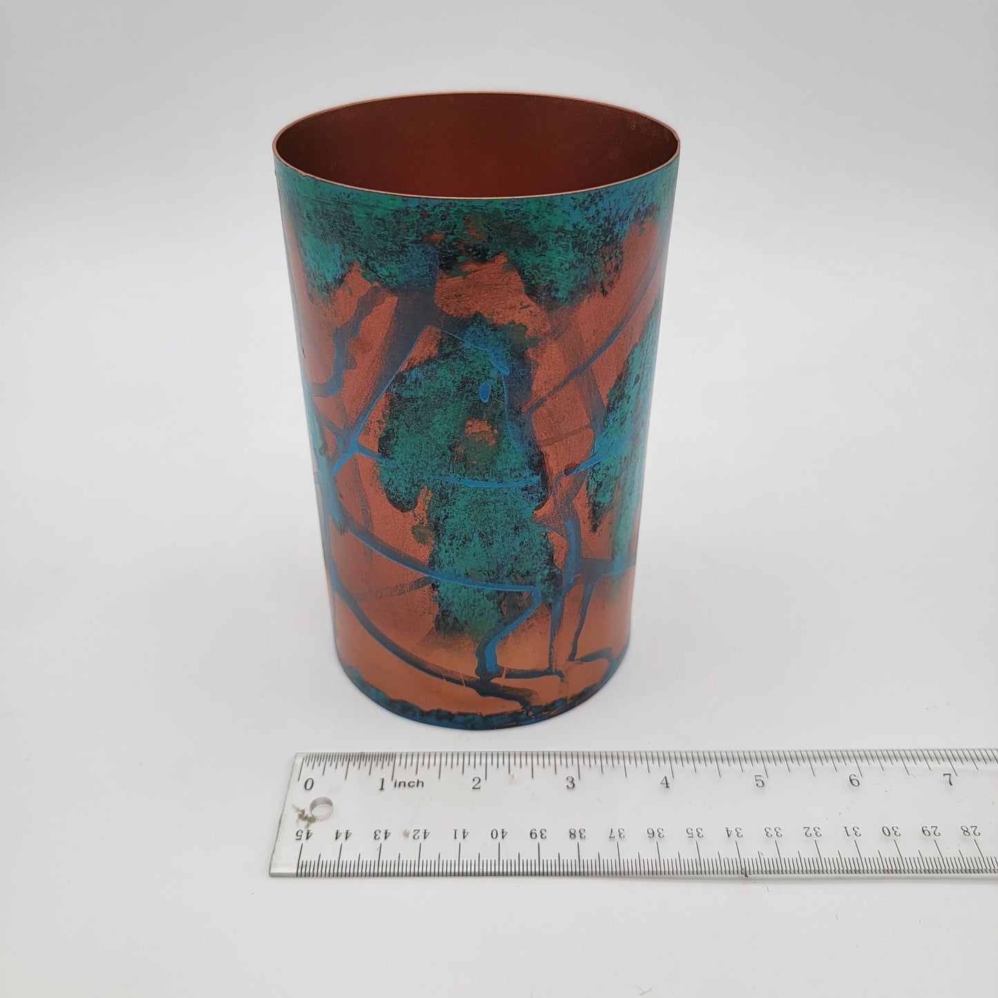 Koyal Patina Metal Cylinder Vase 6" Inches Tall