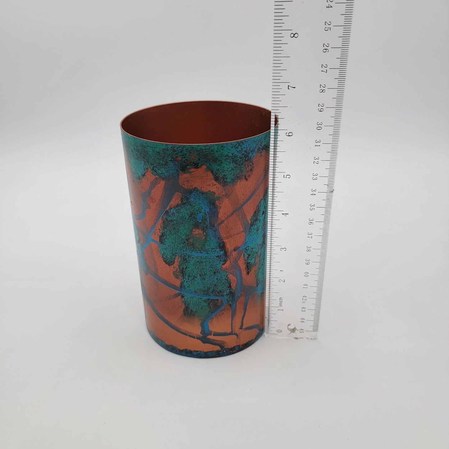 Koyal Patina Metal Cylinder Vase 6" Inches Tall