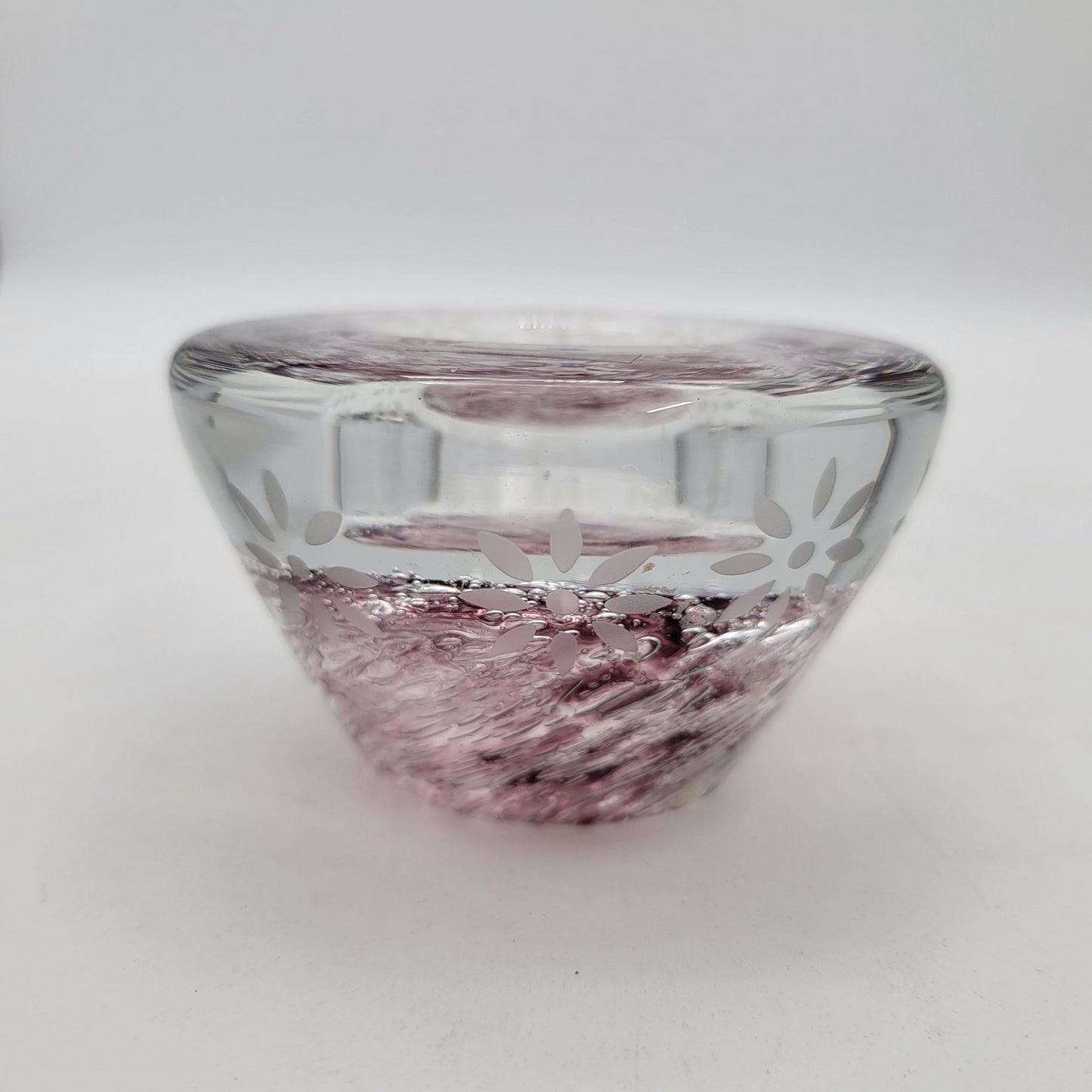 Polish Etched Glass Candle Holder