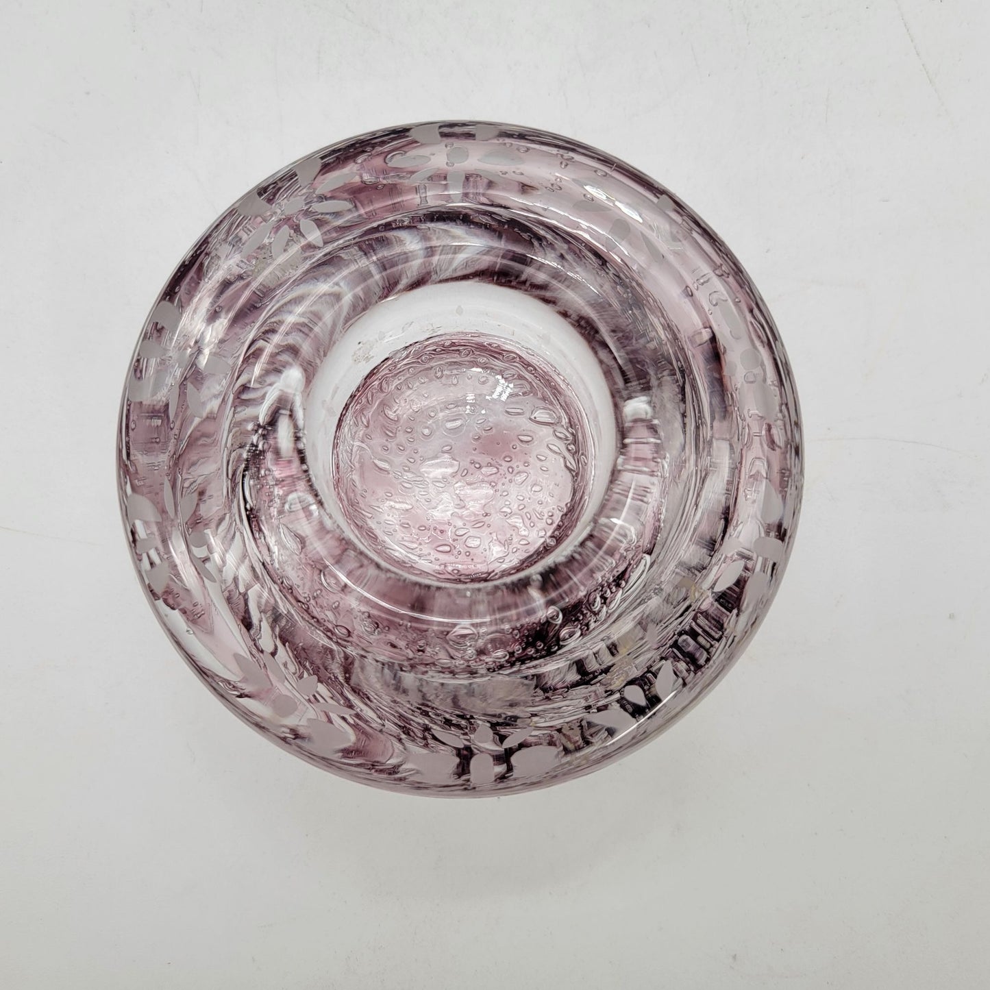 Polish Etched Glass Candle Holder