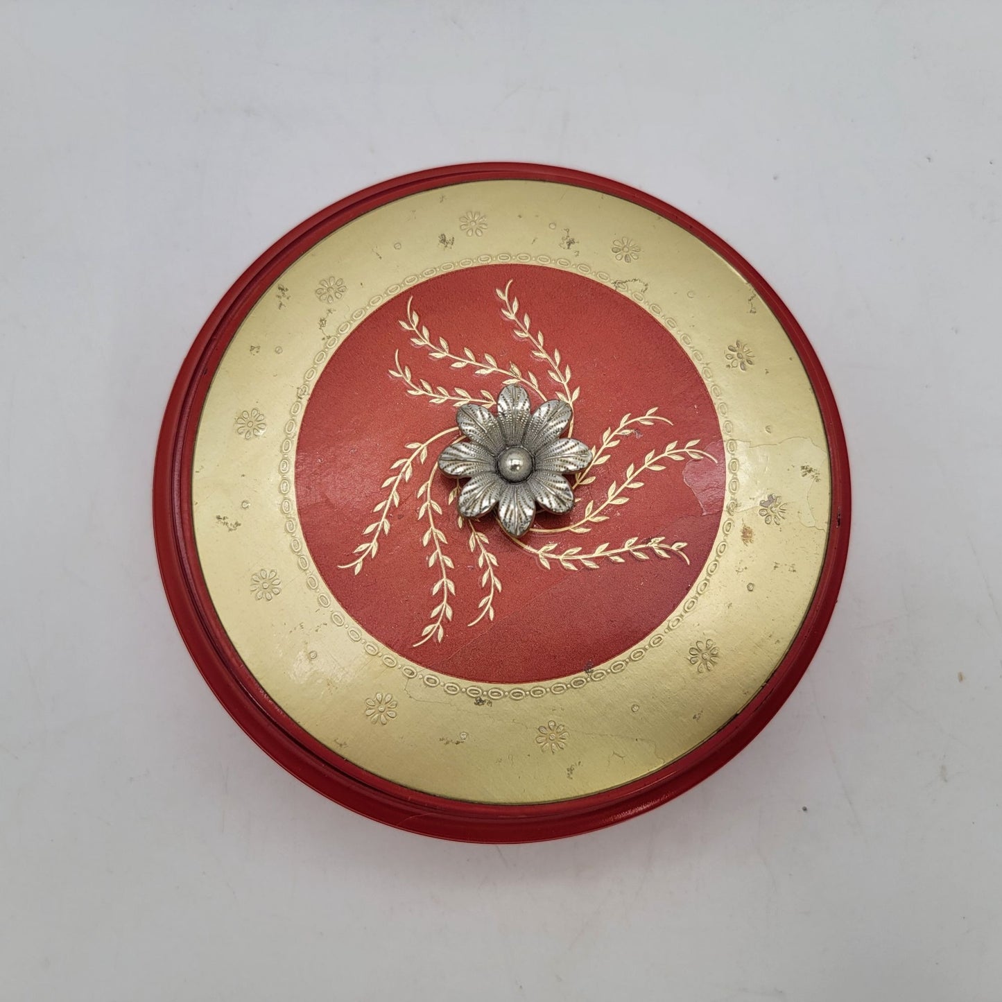 Vintage Avon Red & Gold Dusting Powder Jar