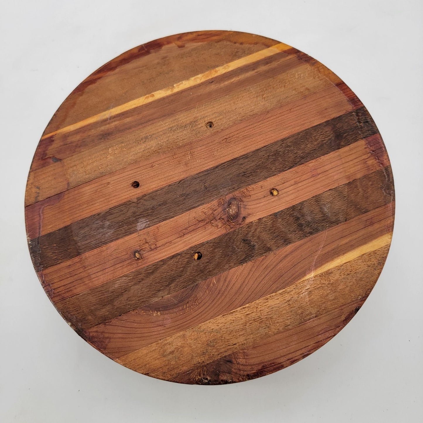 Vintage Handcrafted Wooden Marquetry Striped Bowl