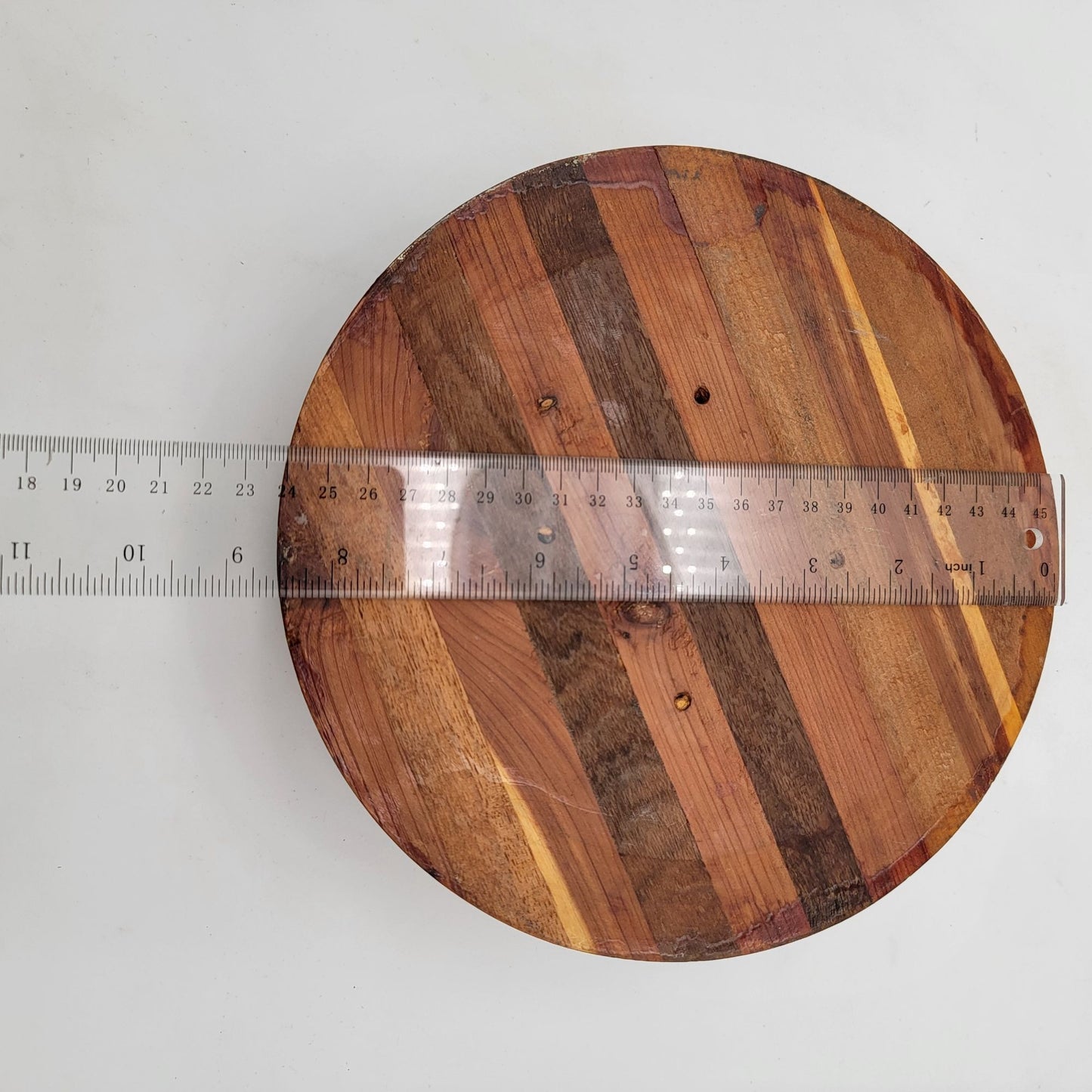 Vintage Handcrafted Wooden Marquetry Striped Bowl