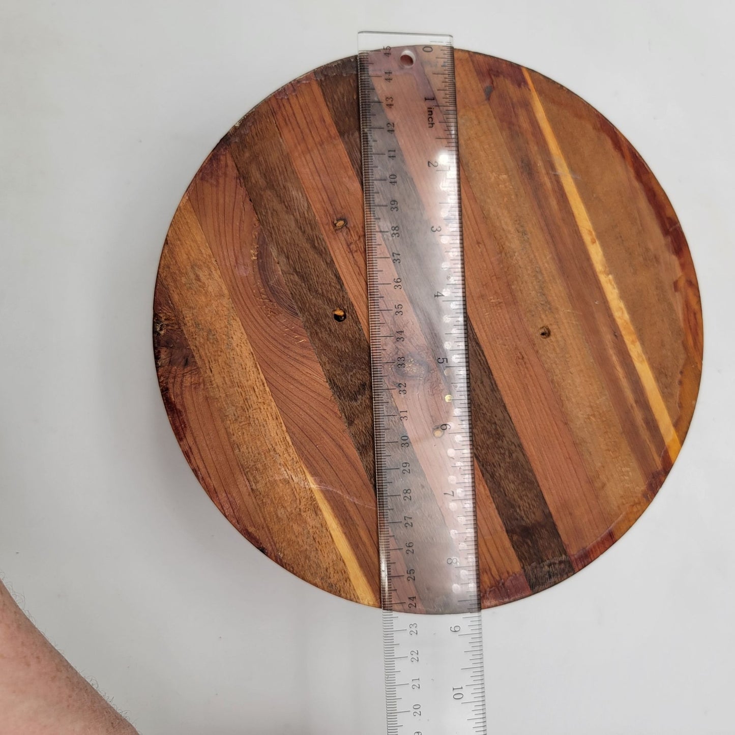 Vintage Handcrafted Wooden Marquetry Striped Bowl
