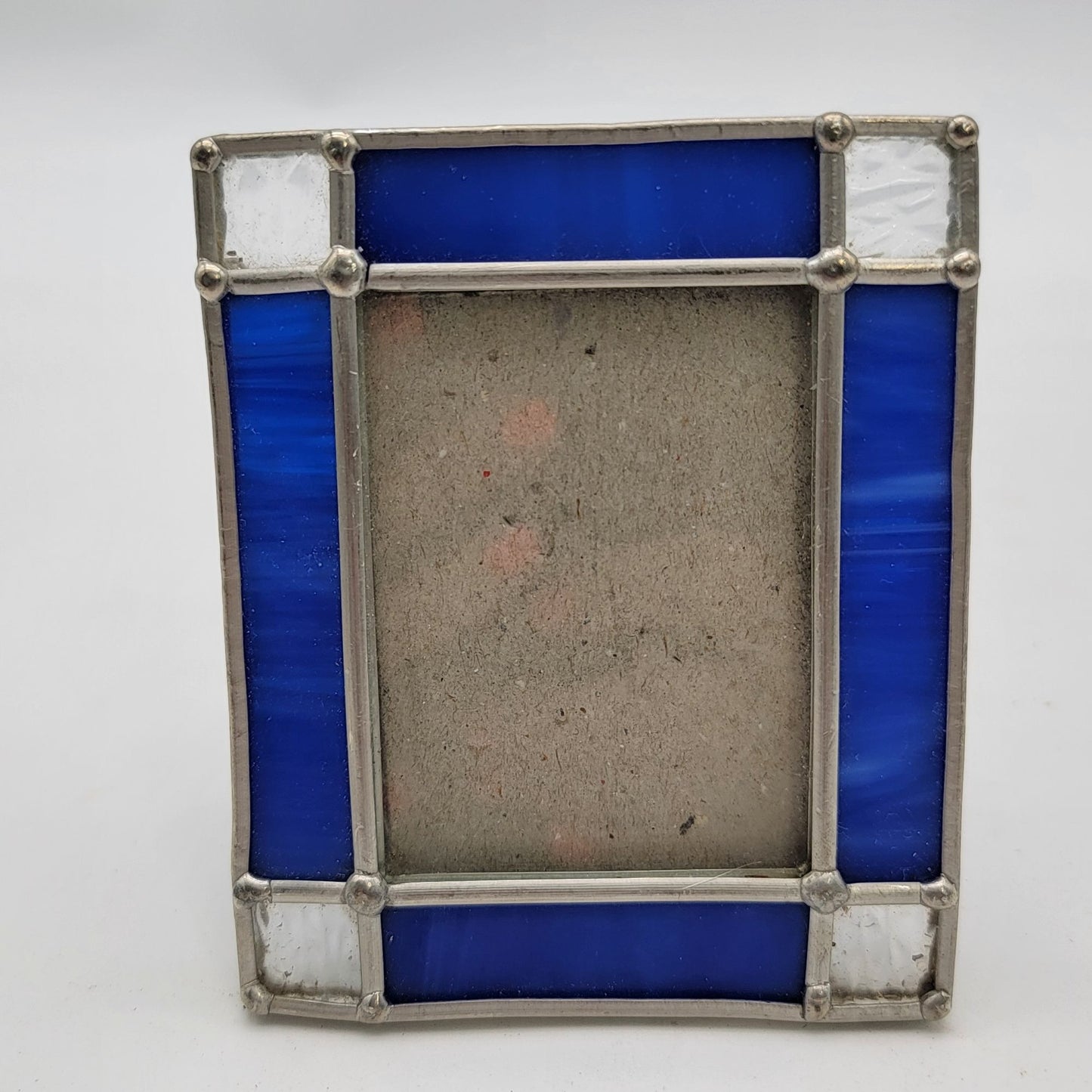 Small Stained Glass Photo Frame With Blue & Clear Panels