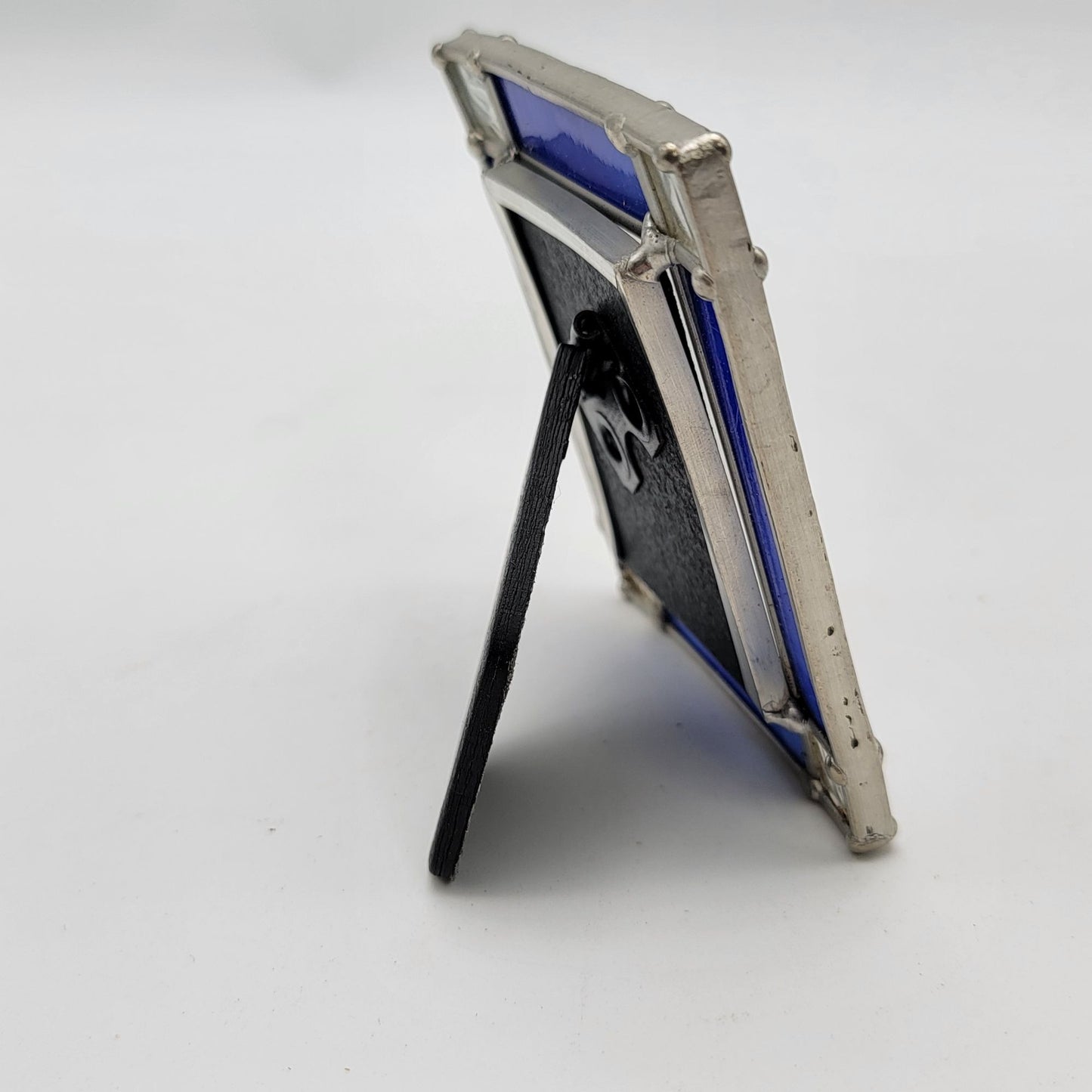 Small Stained Glass Photo Frame With Blue & Clear Panels