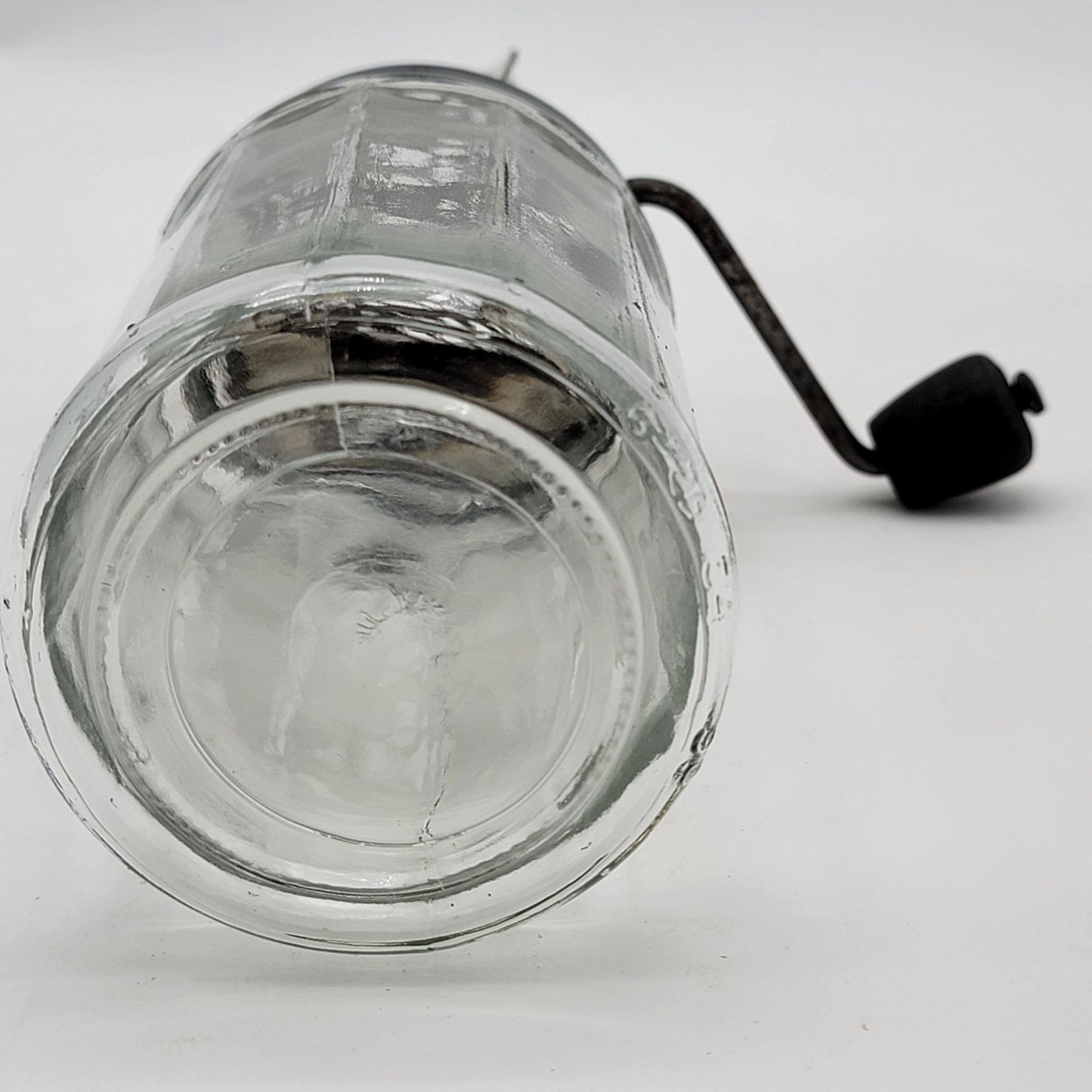 Vintage Mid Century Atomic Hand-Crank Glass Nut Chopper