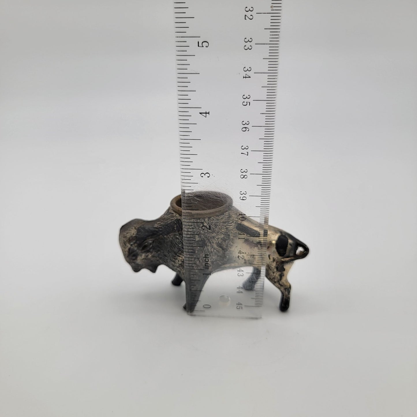 Antique Cast Metal Buffalo Match Holder Spill Vase