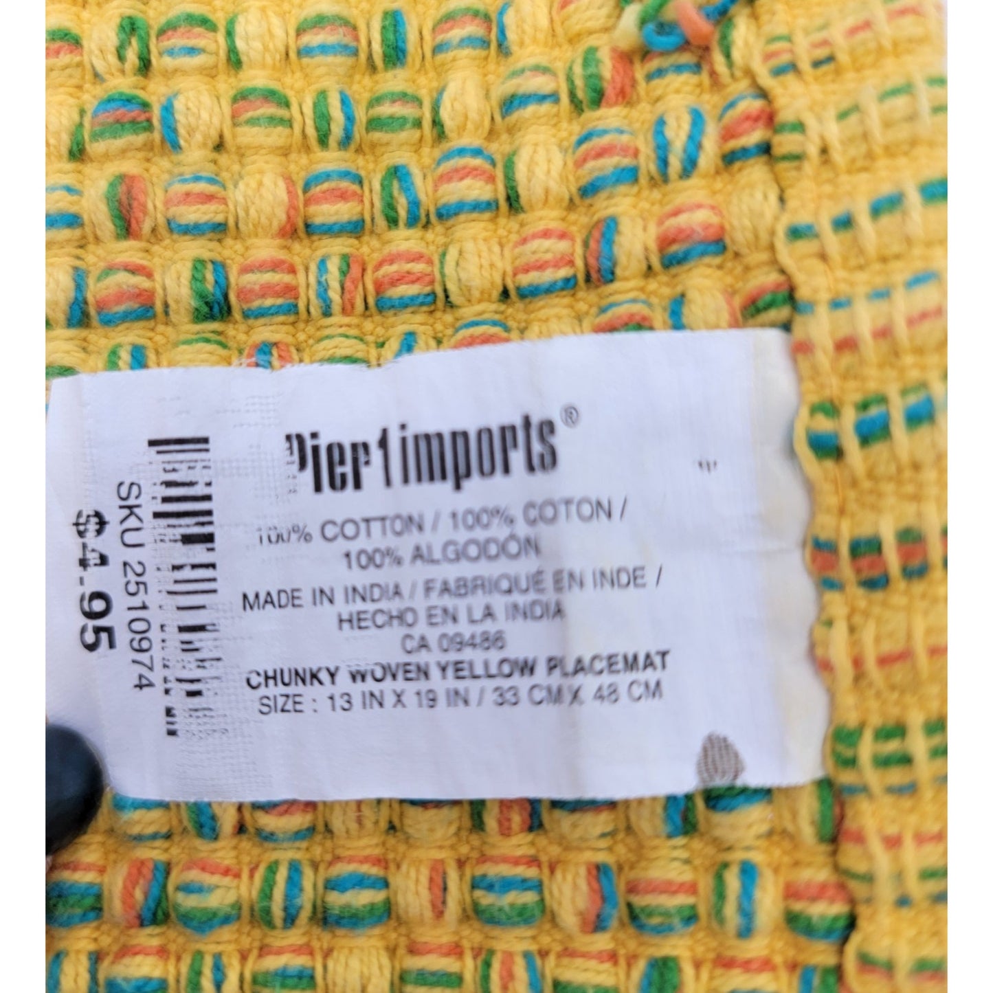 Woven Multicolor Yellow Placemats By Pier Imports