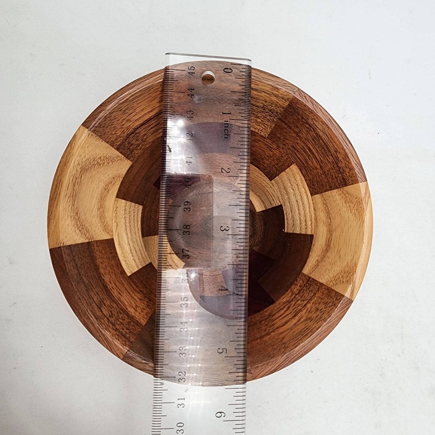 Handcrafted Wood Marquetry Brick Pattern Bowl