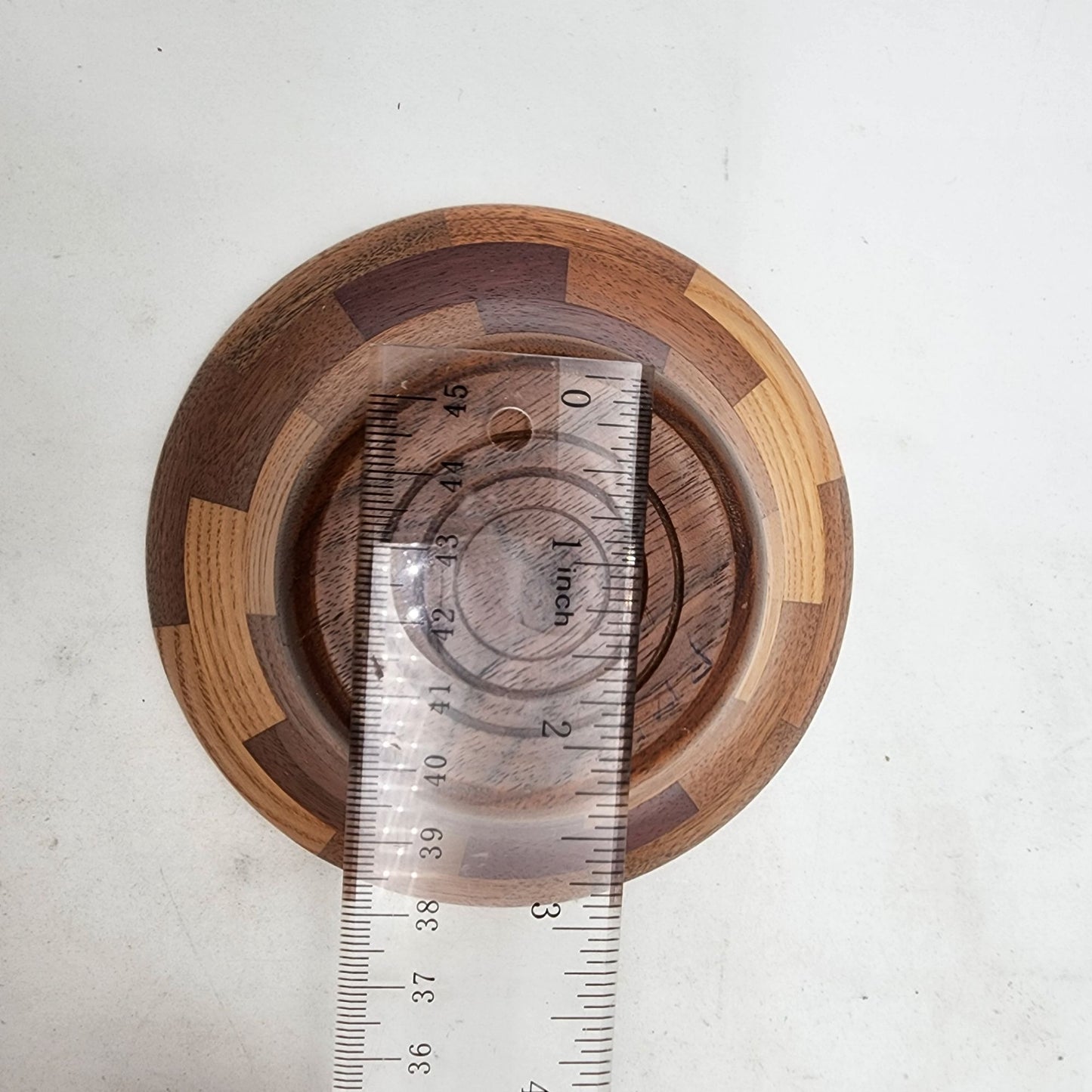 Handcrafted Wood Marquetry Brick Pattern Bowl