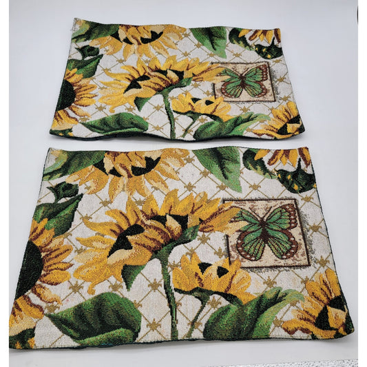 Floral Sunflower & Butterfly Tapestry Placemats Set Of 2