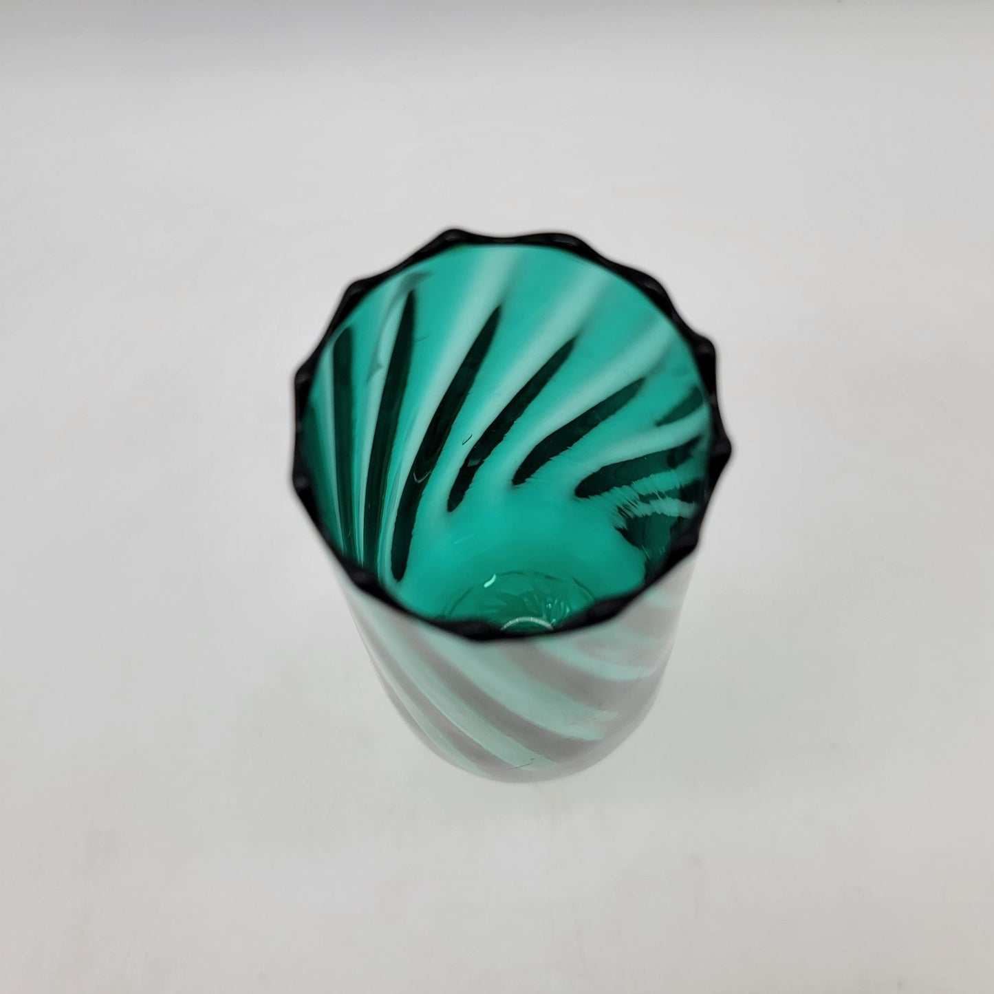 Vintage Aqua Green Blue Empoli Glass Vase With Swirl Pattern
