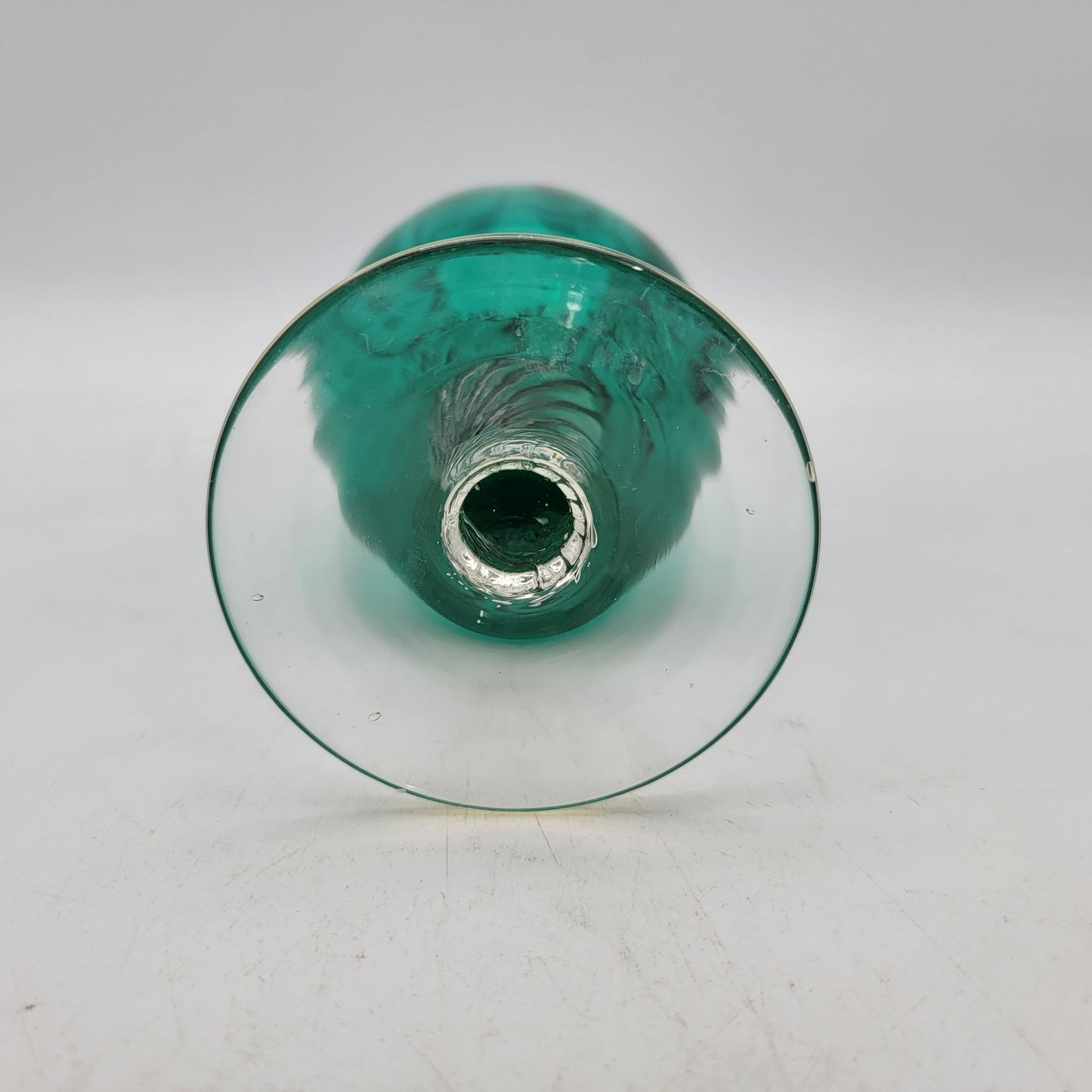 Vintage Aqua Green Blue Empoli Glass Vase With Swirl Pattern